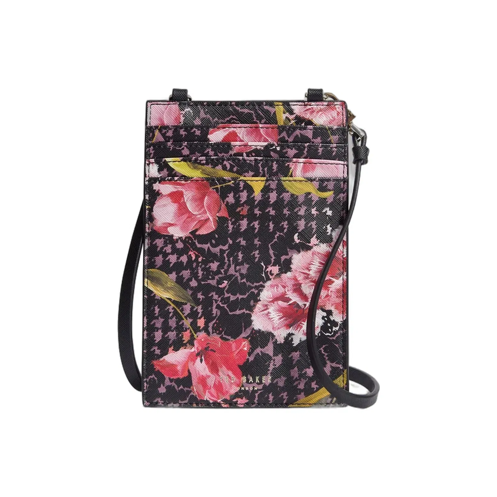 Ted Baker Tulsah Floral Print Phone Card Holder Lanyard Black Women's