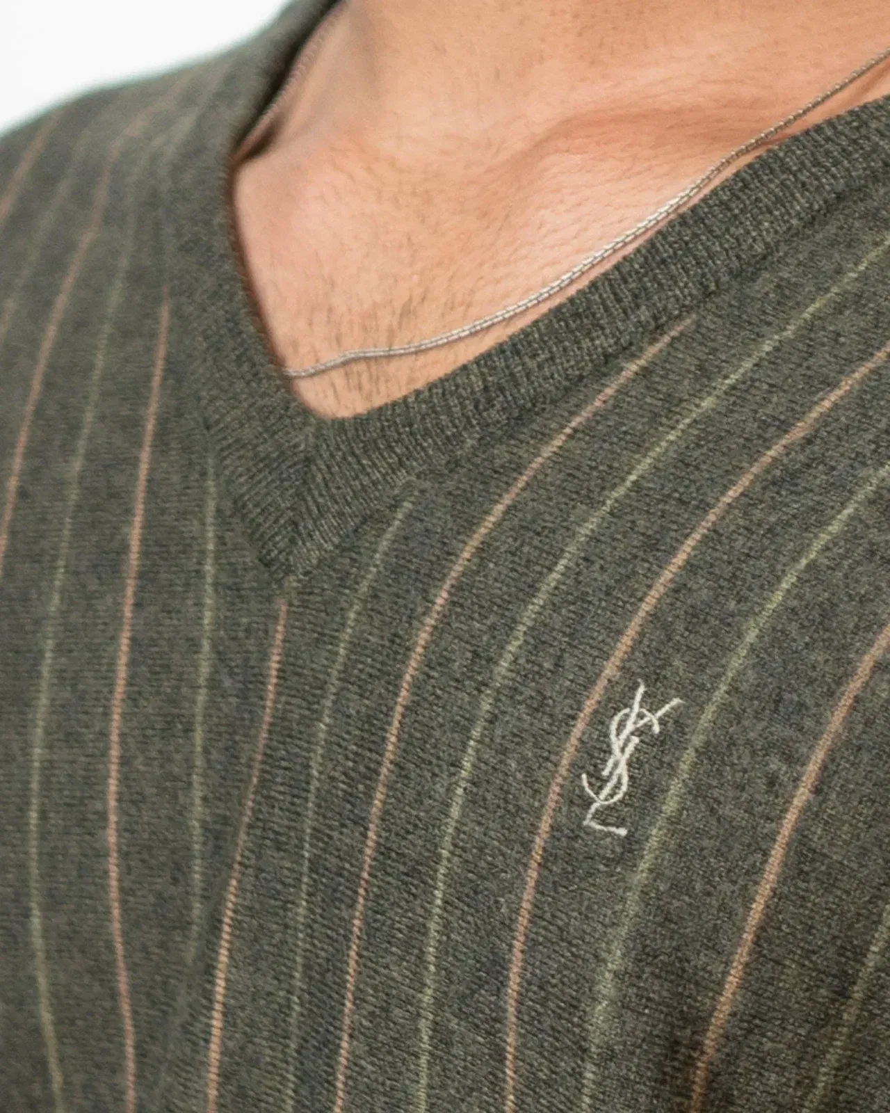 Yves Saint Laurent V-Neck Green Sweater (M)
