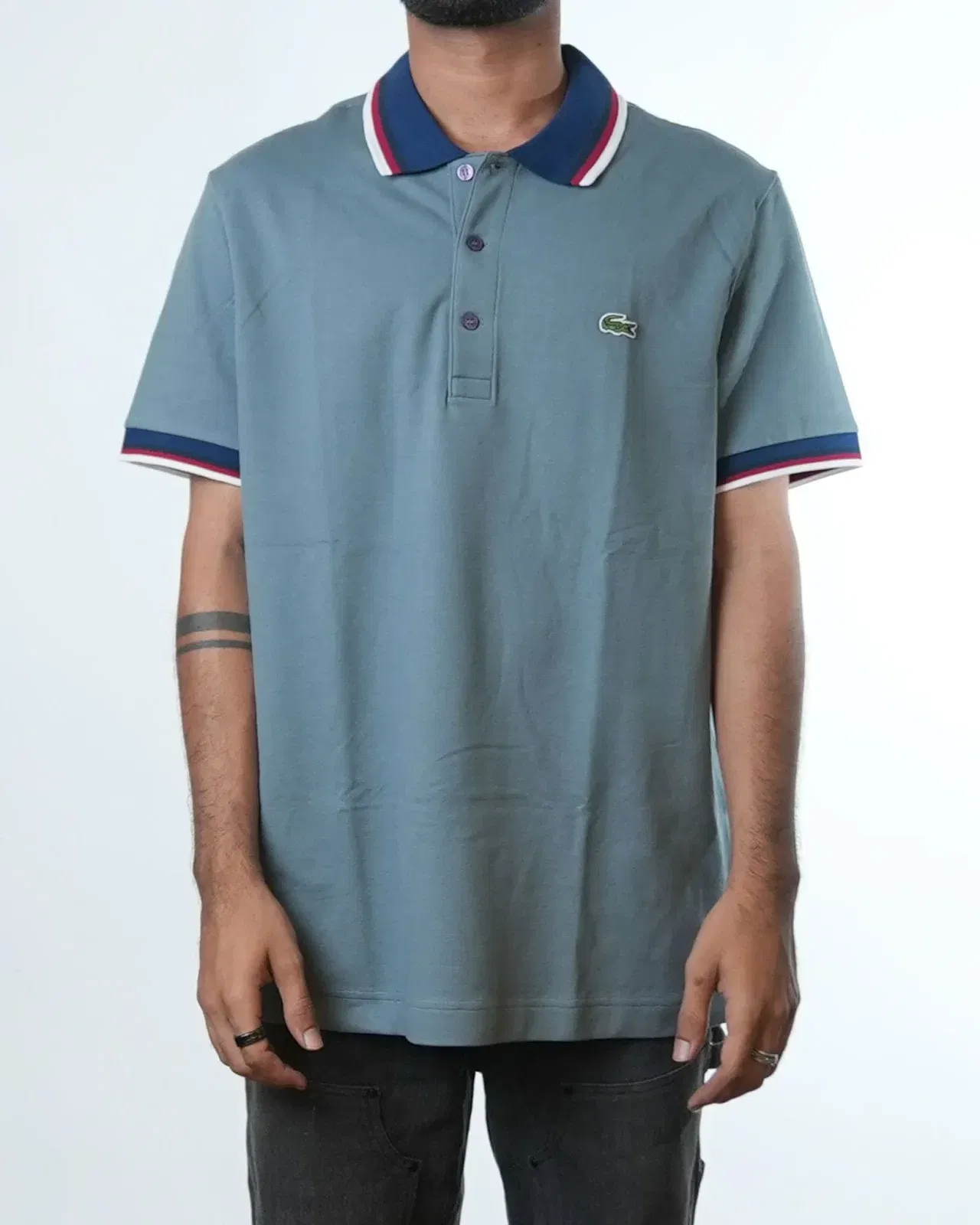 Lacoste Grey Polo Neck T-Shirt (XL)