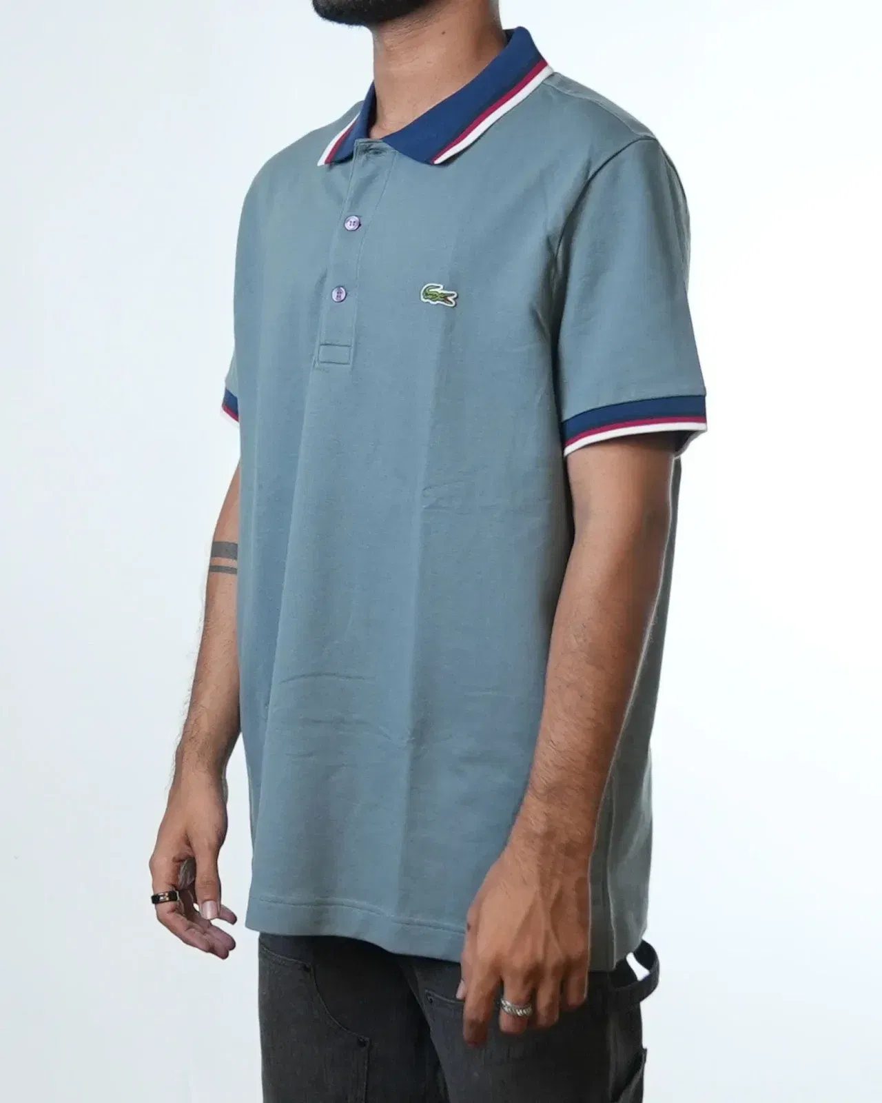 Lacoste Grey Polo Neck T-Shirt (XL)