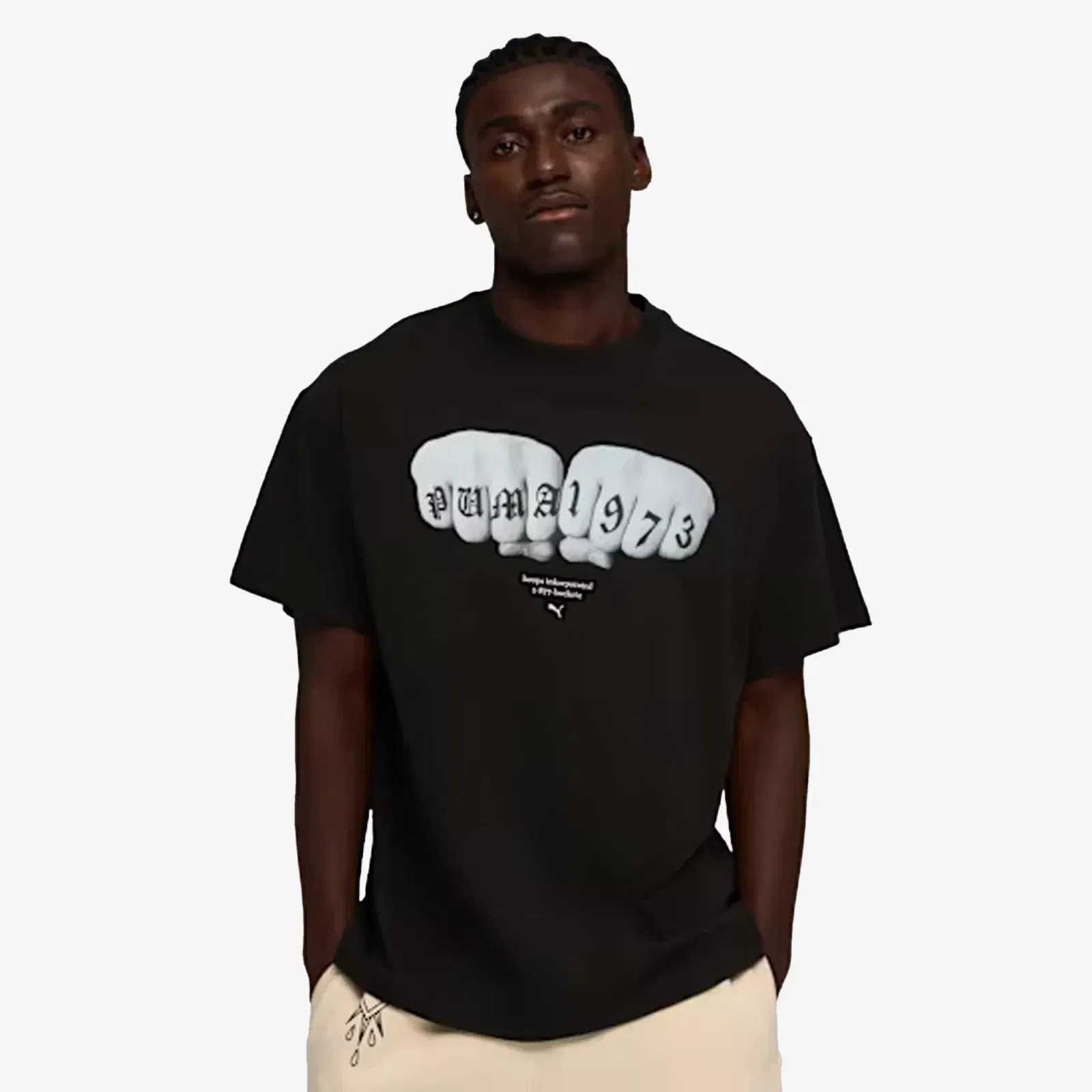 PUMA SWISH N' INK OVERSIZED BASKETBALL COTTON T-Shirt { PUMA BLACK