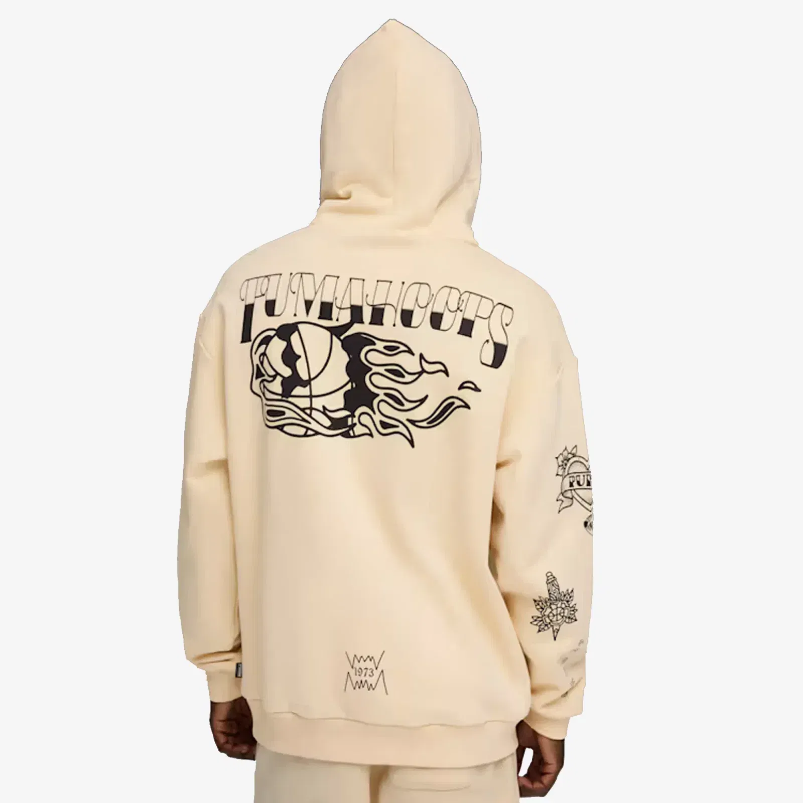 PUMA SWISH N' INK PRINTED RELAXED BASKETBALL HOODIE { CANVAS