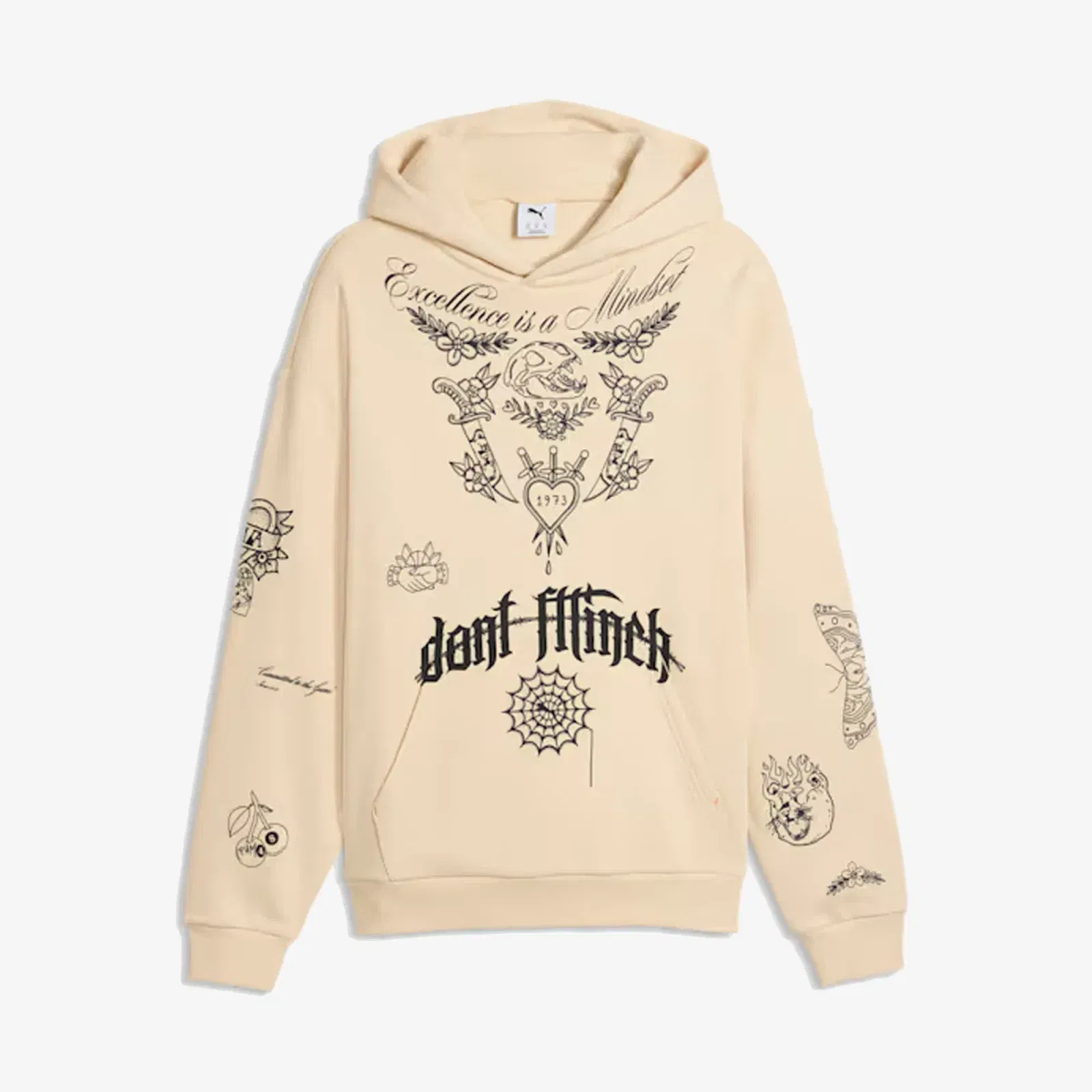 PUMA SWISH N' INK PRINTED RELAXED BASKETBALL HOODIE { CANVAS