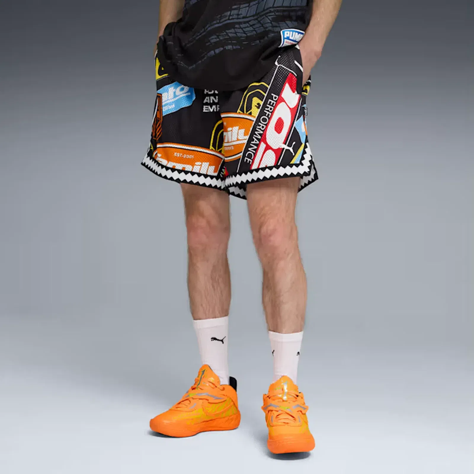PUMA x FAST & FURIOUS MESH SHORTS { PUMA BLACK - AOP