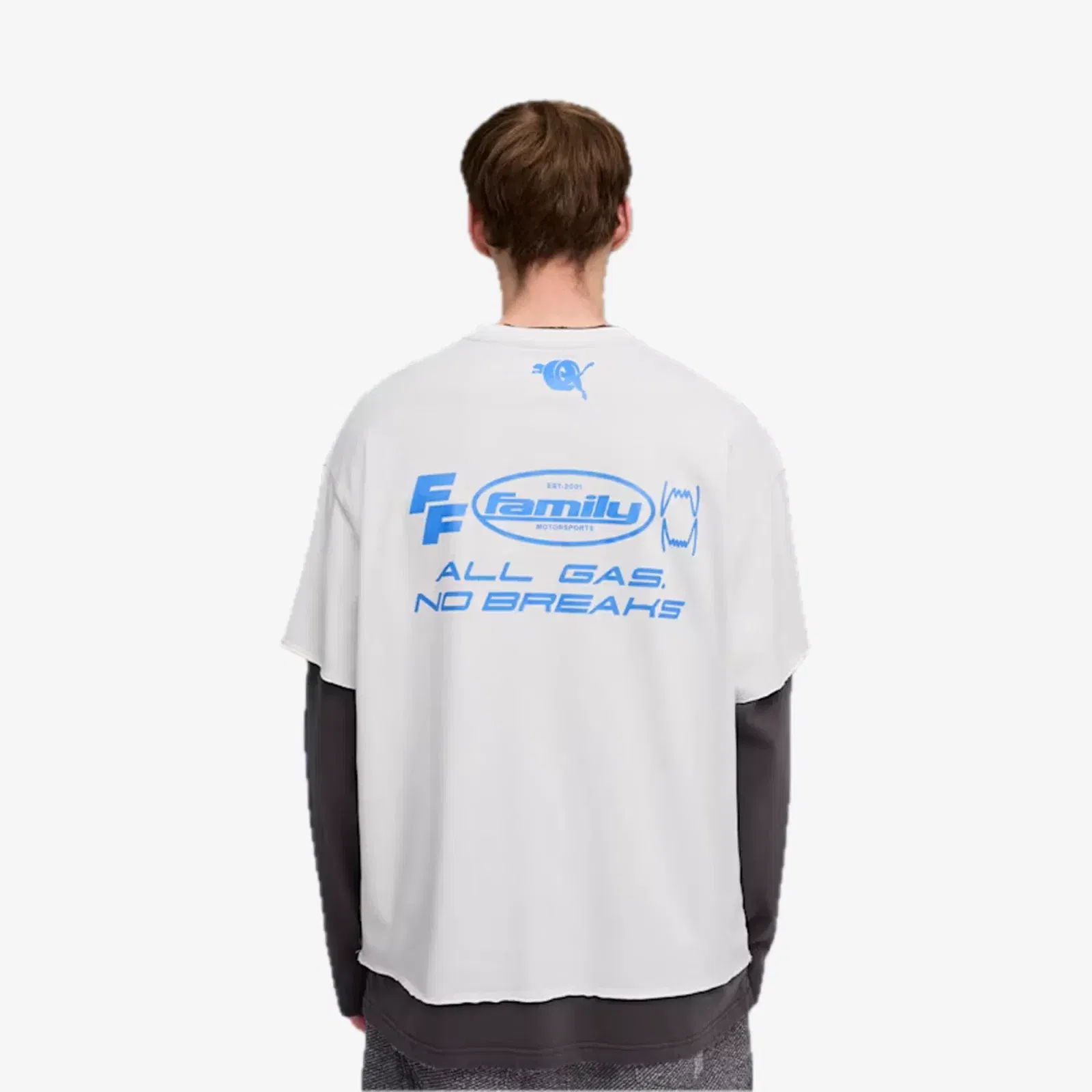 PUMA x FAST & FURIOUS LONG SLEEVE LAYERED TEE { PUMA WHITE-DUSKY GRAY