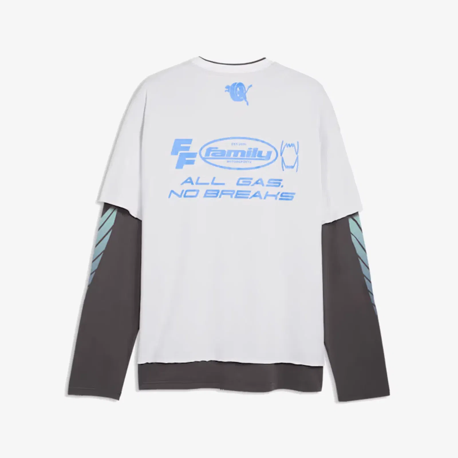 PUMA x FAST & FURIOUS LONG SLEEVE LAYERED TEE { PUMA WHITE-DUSKY GRAY