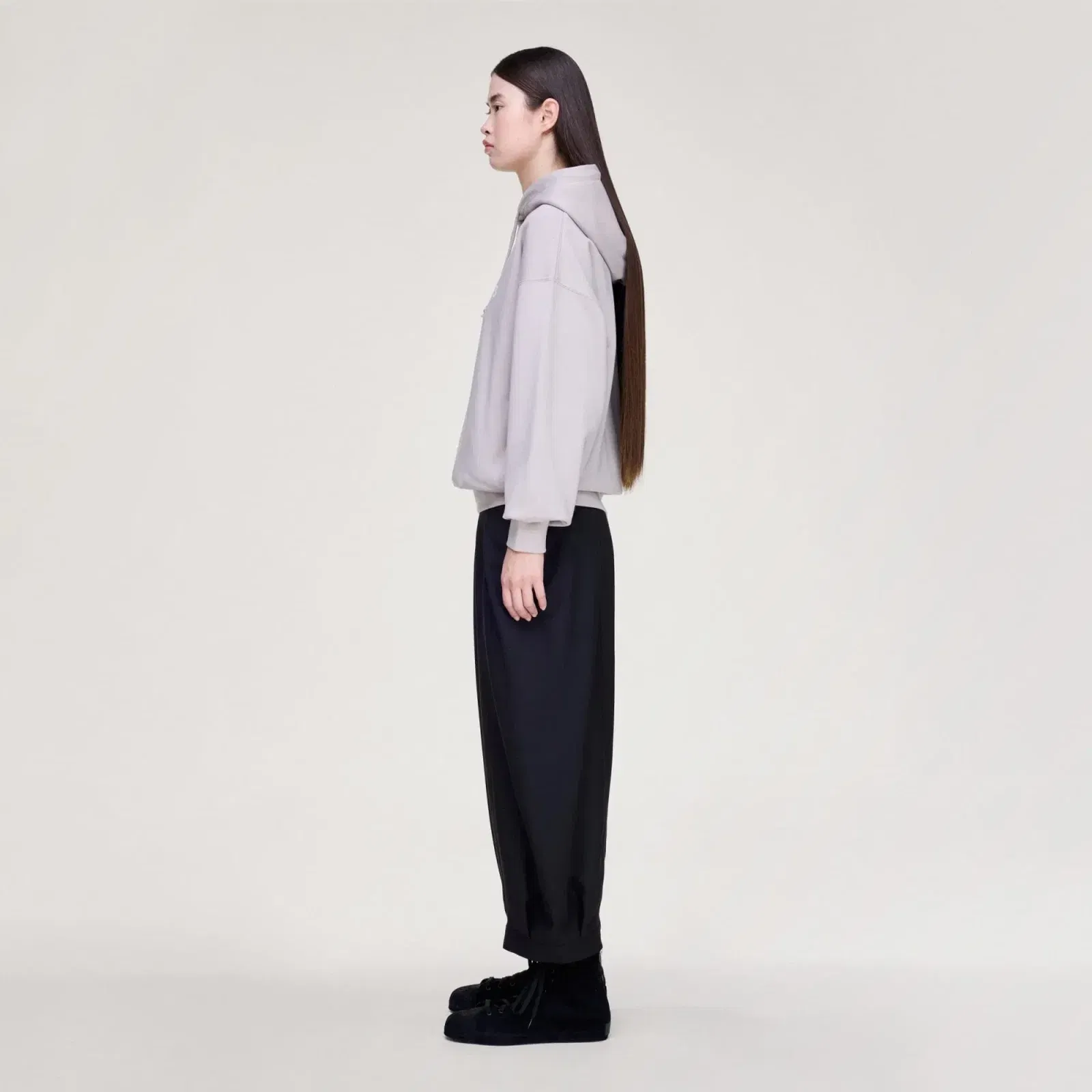 Y-3 CROPPED TOP FLARED SPORT UNIFORM TRACK PANTS { BLACK