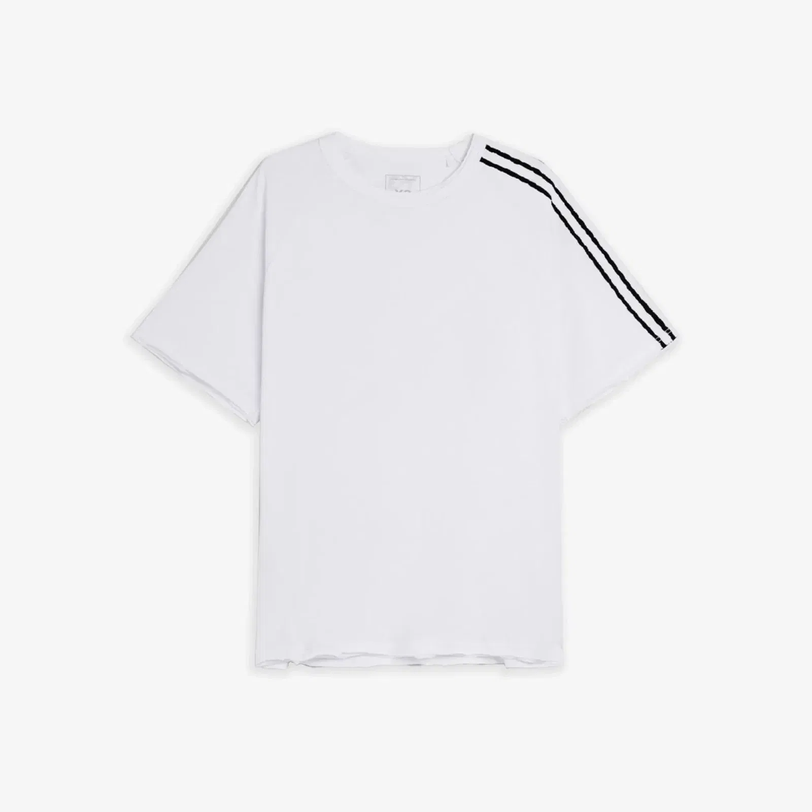 Y-3 RAW EDGE 3 STRIPES SHORT SLEEVE TEE { CHALK WHITE