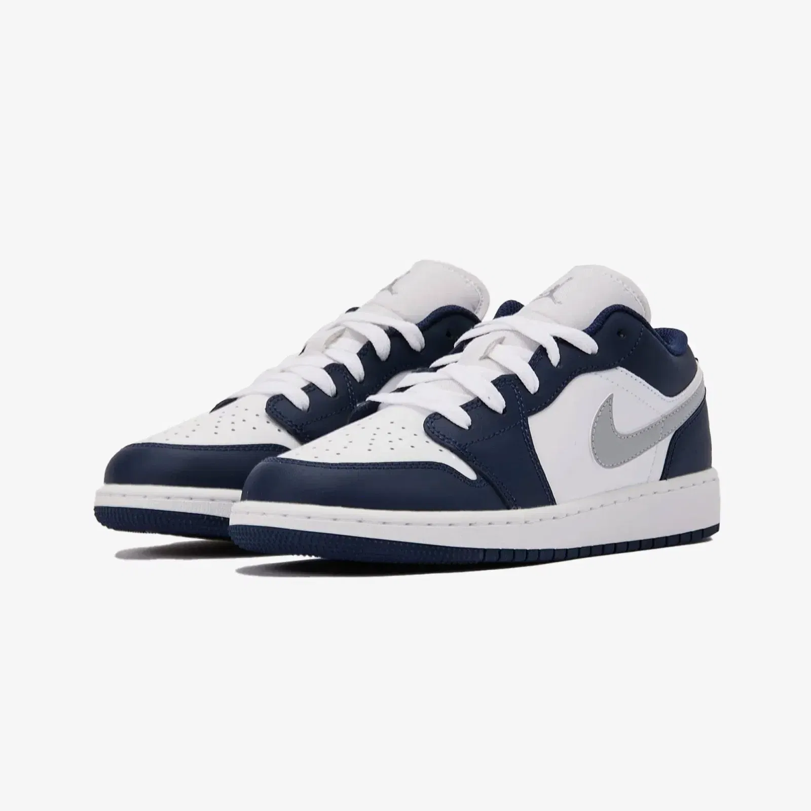 JORDAN AIR JORDAN LOW 1 LOW (GS) { WHITE/WOLF GREY-MIDNIGHT NAVY