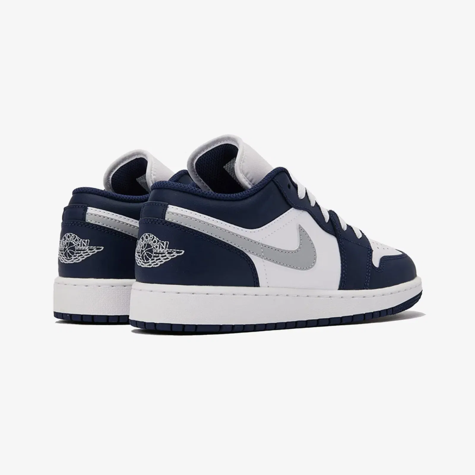 JORDAN AIR JORDAN LOW 1 LOW (GS) { WHITE/WOLF GREY-MIDNIGHT NAVY