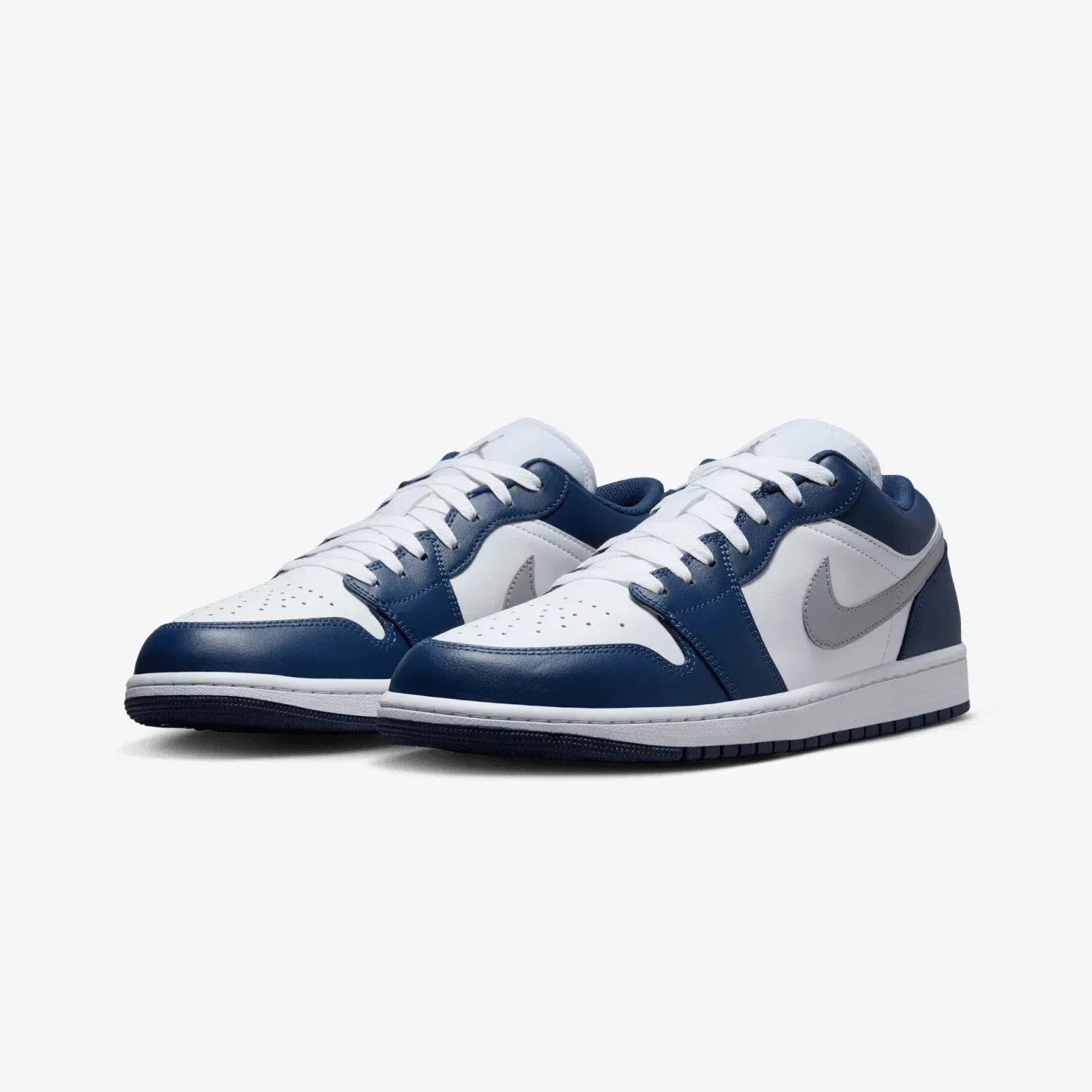 JORDAN AIR JORDAN 1 LOW { WHITE/WOLF GREY-MIDNIGHT NAVY