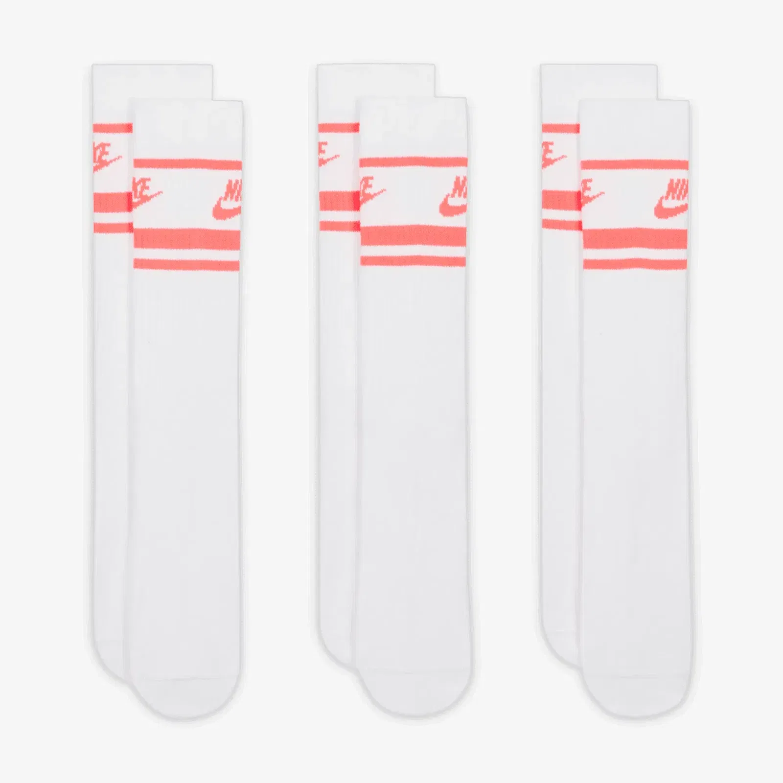 NIKE SPORTSWEAR DRI-FIT EVERYDAY ESSENTIAL { WHITE/HOT PUNCH/HOT PUNCH