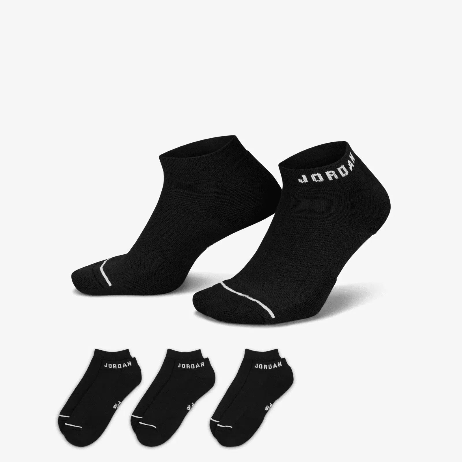 Jordan EVERYDAY NO-SHOW SOCKS (3 PAIRS) { BLACK/WHITE