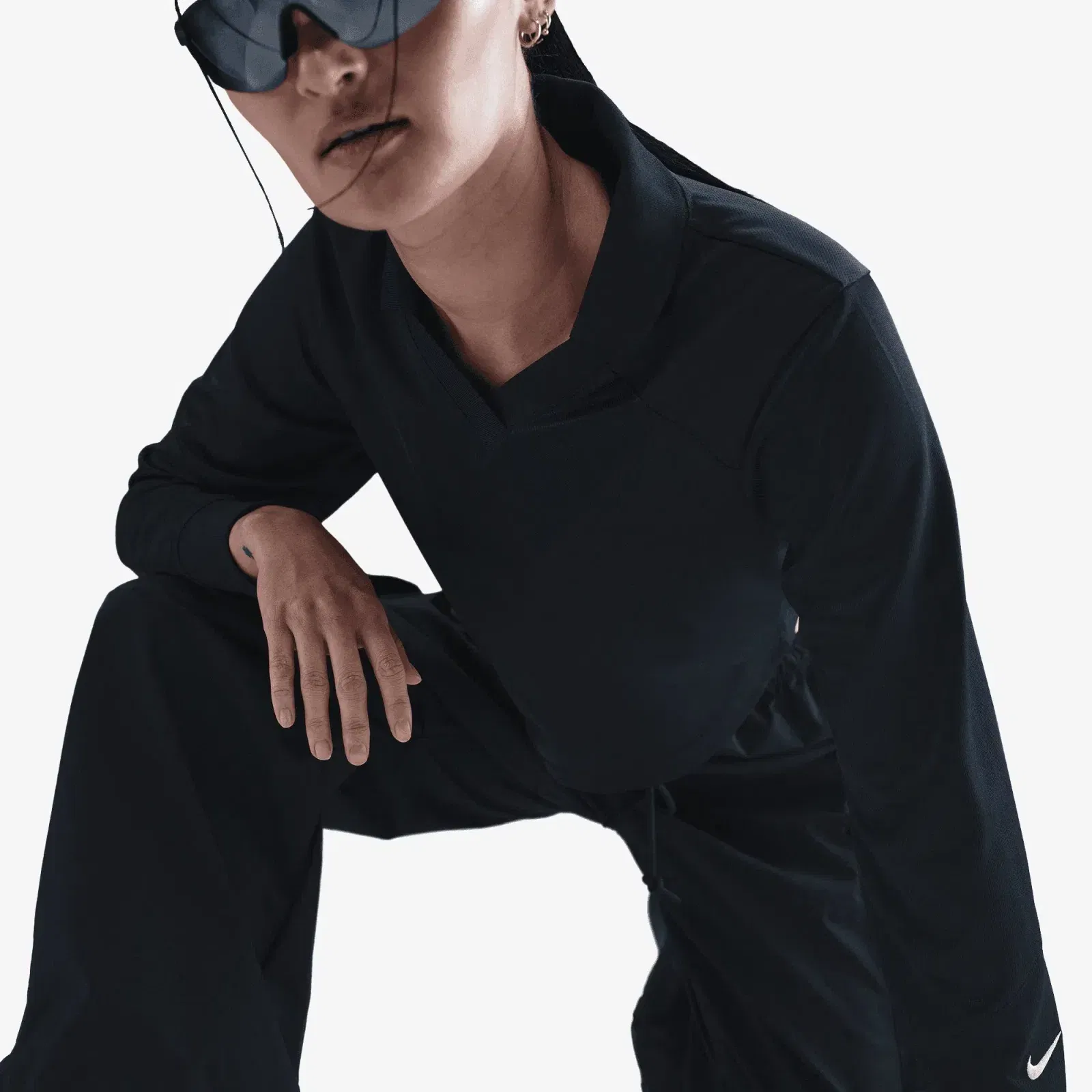 NIKE SPORTSWEAR LONG-SLEEVE CROPPED JERSEY { BLACK/BLACK/SAIL