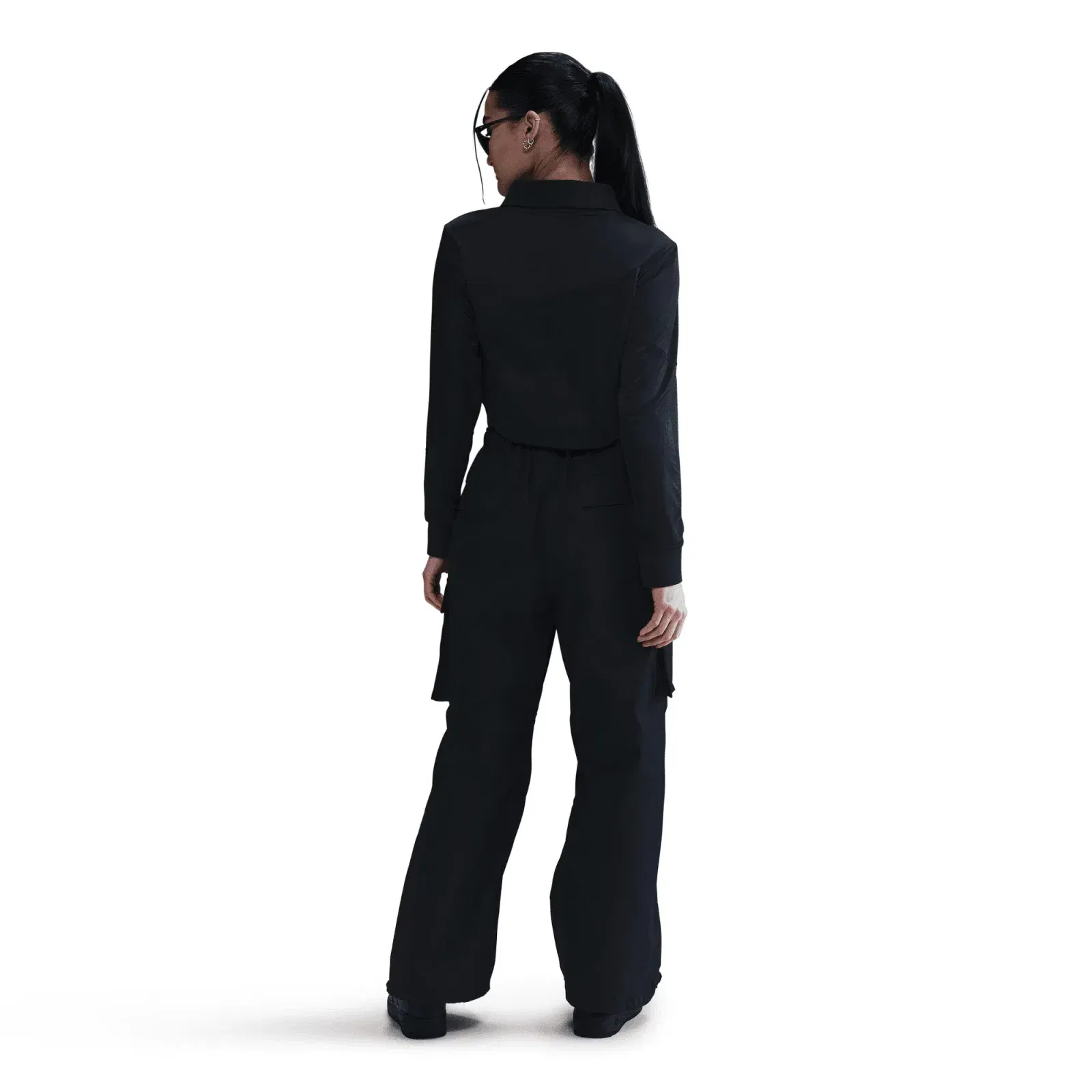 NIKE SPORTSWEAR LONG-SLEEVE CROPPED JERSEY { BLACK/BLACK/SAIL