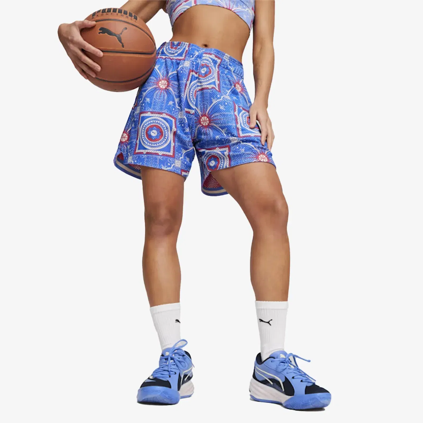 Puma SUPERSTITION MESH BASKETBALL SHORTS { ROSE-AOP