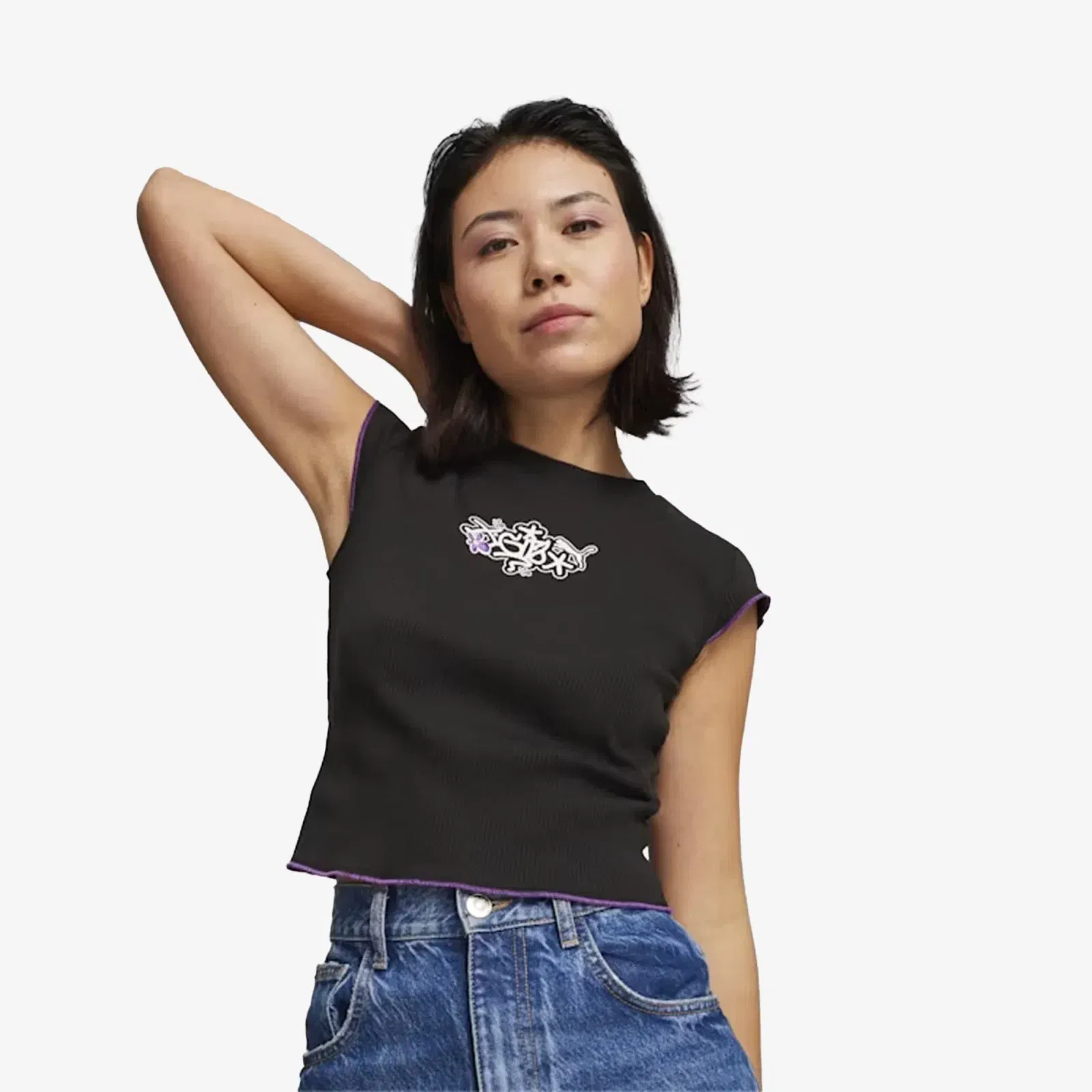 Puma x X-GIRL RIBBED SLIM FIT TEE { BLACK