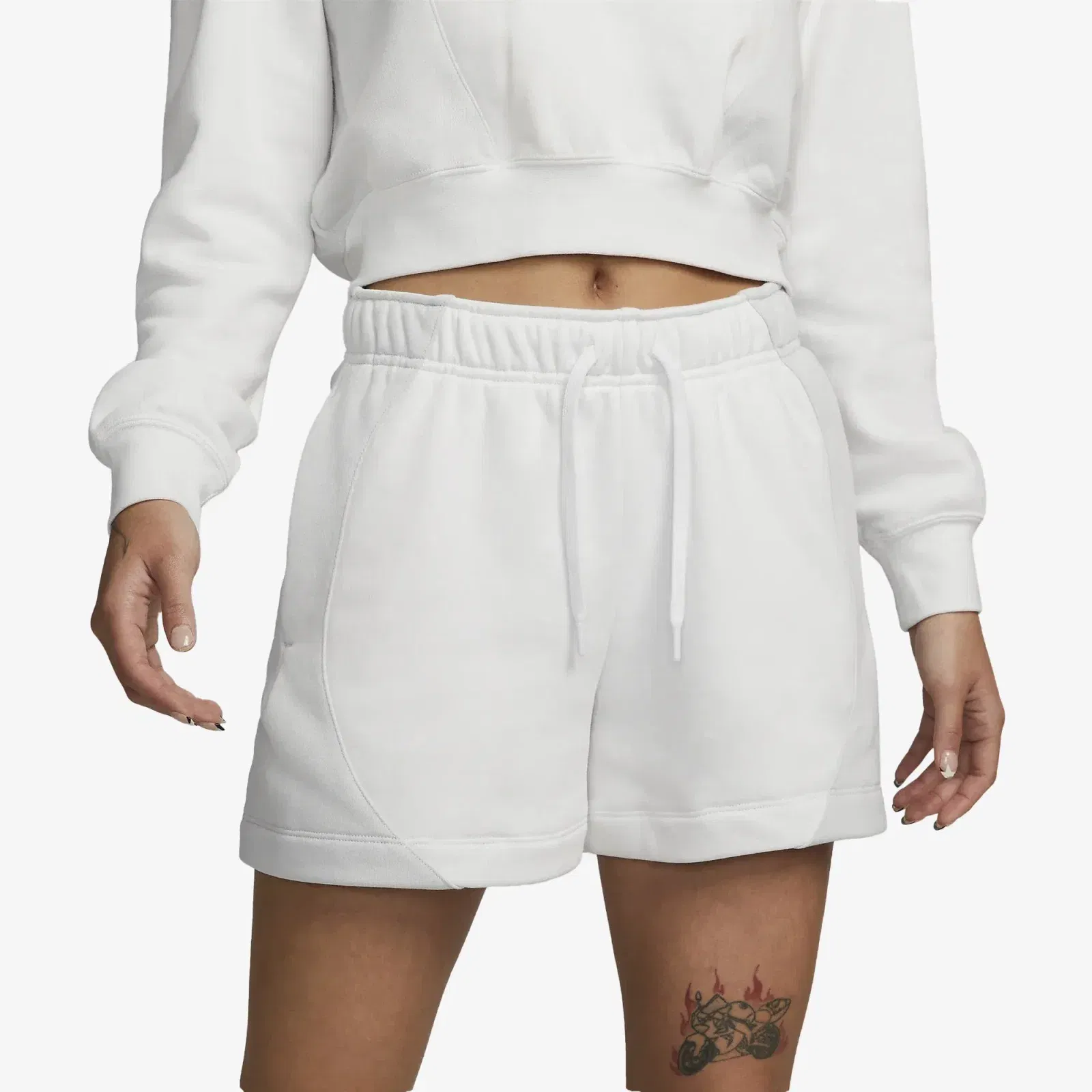 Nike MID-RISE FLEECE SHORTS { SUMMIT WHITE/PHOTON DUST/SUMMIT WHITE