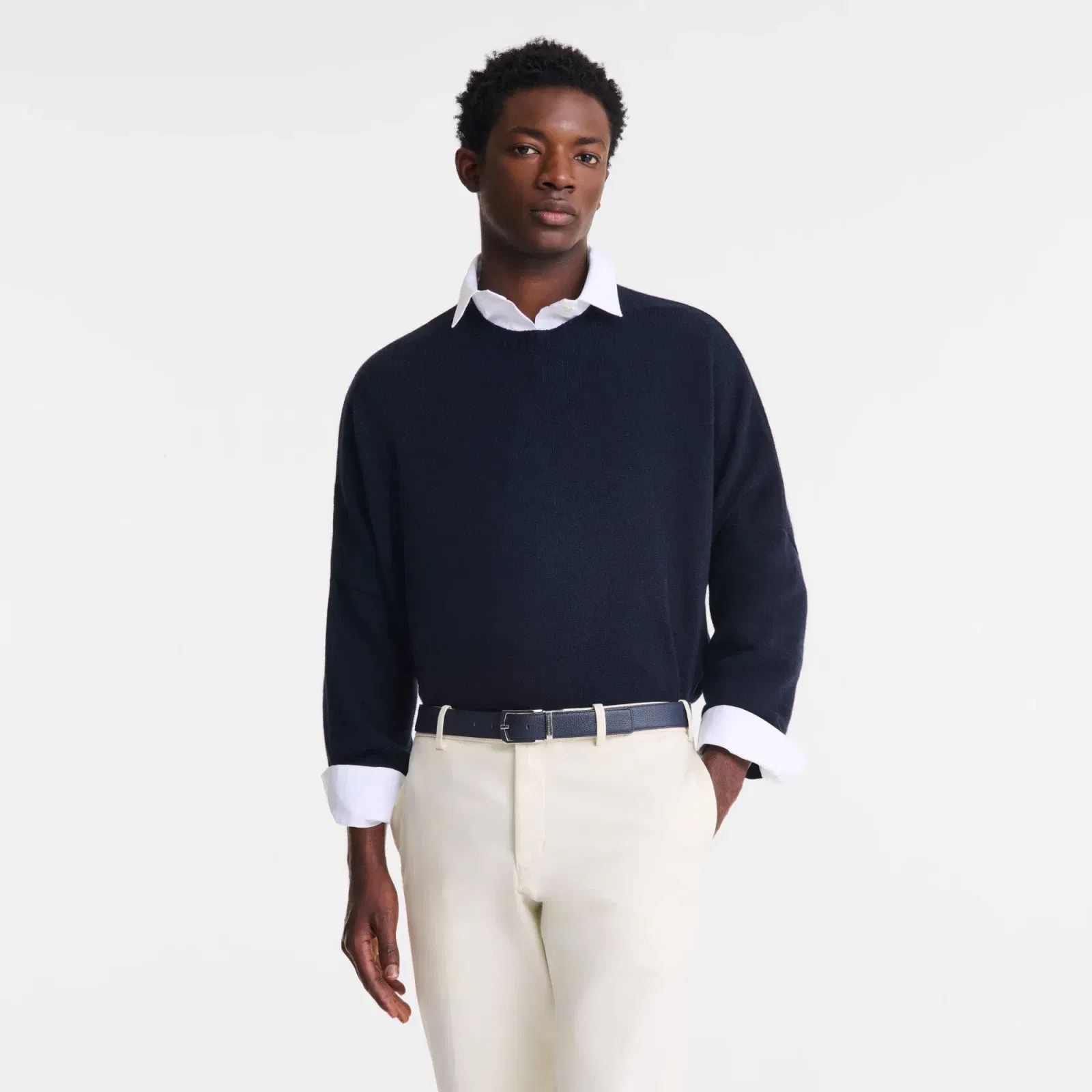 Longchamp Le Foulonné Men's belt Navy/Caramel