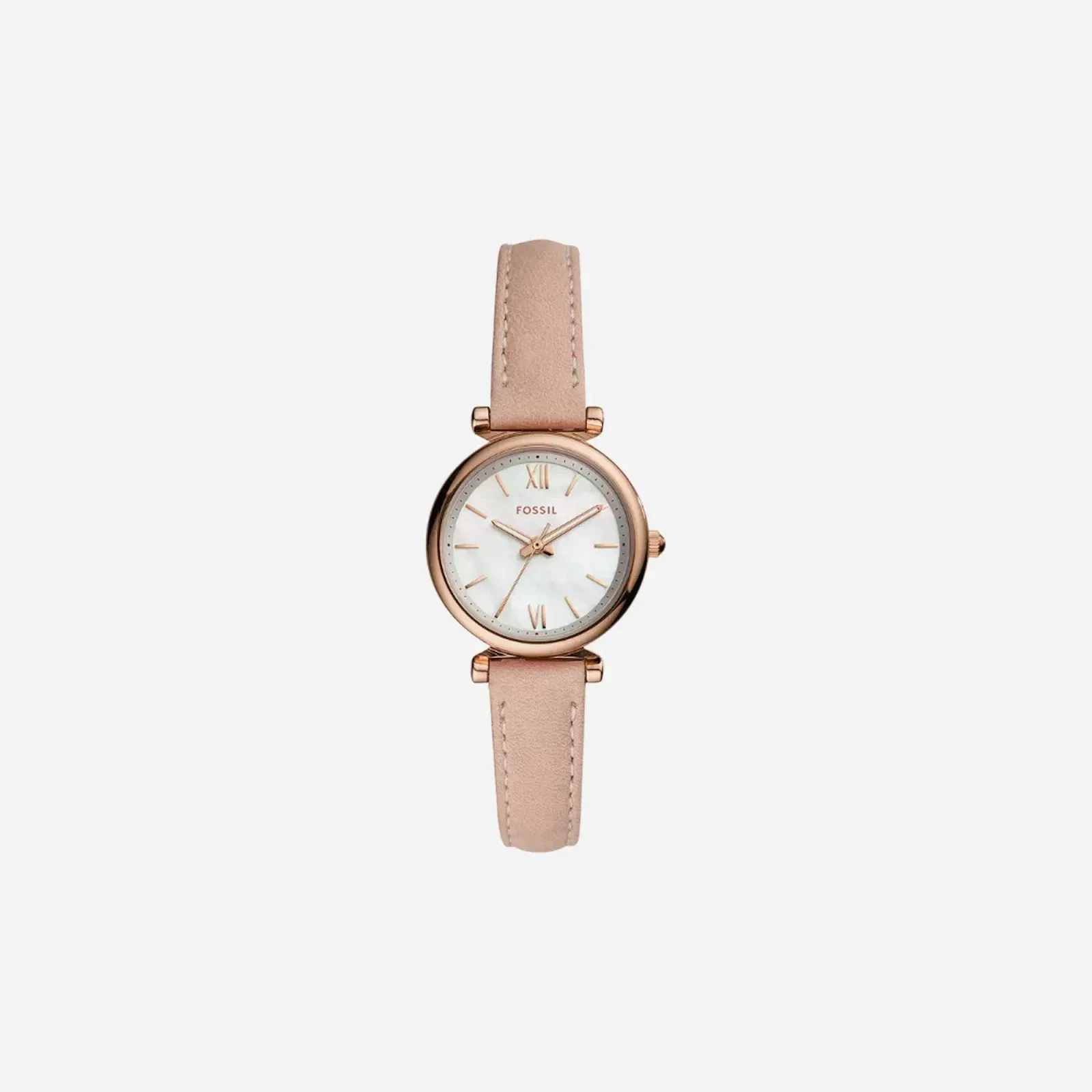 Fossil Carlie Mini Three-Hand White Mother-Of-Pearl Dial Blush Leather Watch