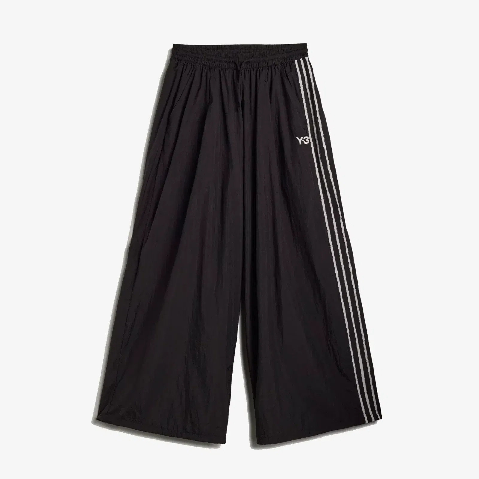 Y-3 RAW EDGE 3 STRIPES WIDE PANTS { BLACK