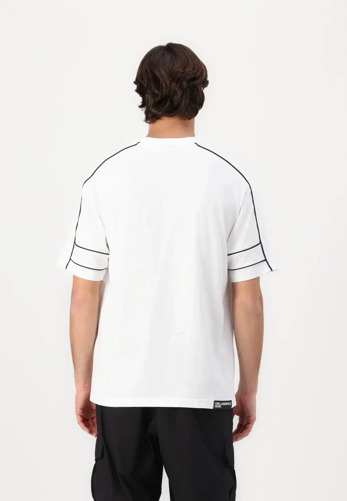 Karl Lagerfeld Jeans RELAXED PIPING TEE - Print T-shirt - white