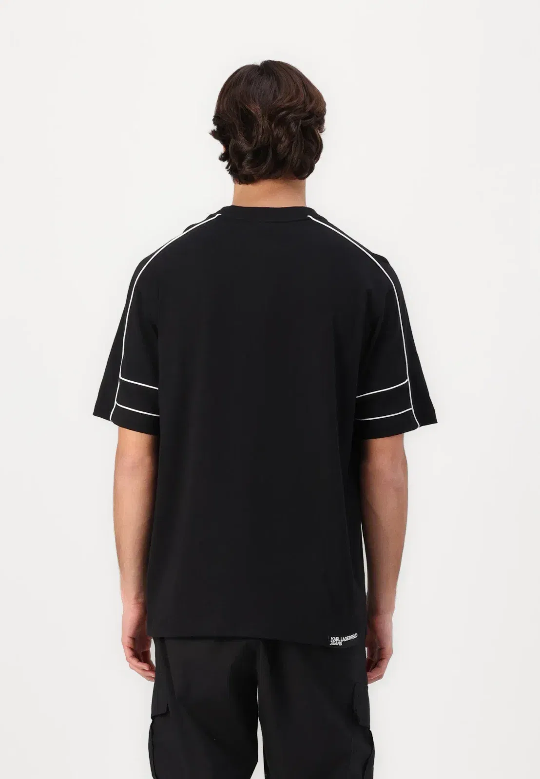 Karl Lagerfeld Jeans RELAXED PIPING TEE - Print T-shirt - black