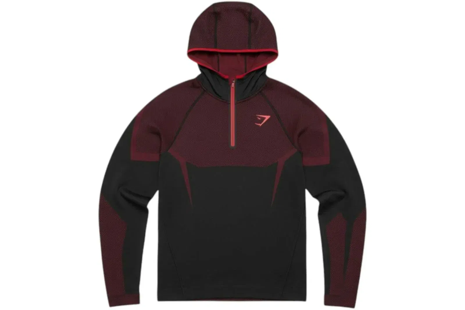 Gymshark Onyx 5.0 Seamless Hoodie Black/Carmine Red