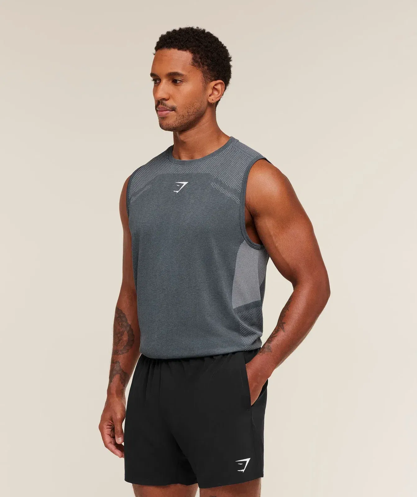 Gymshark Lightweight Seamless Tank - Iron Blue/Dark Grey