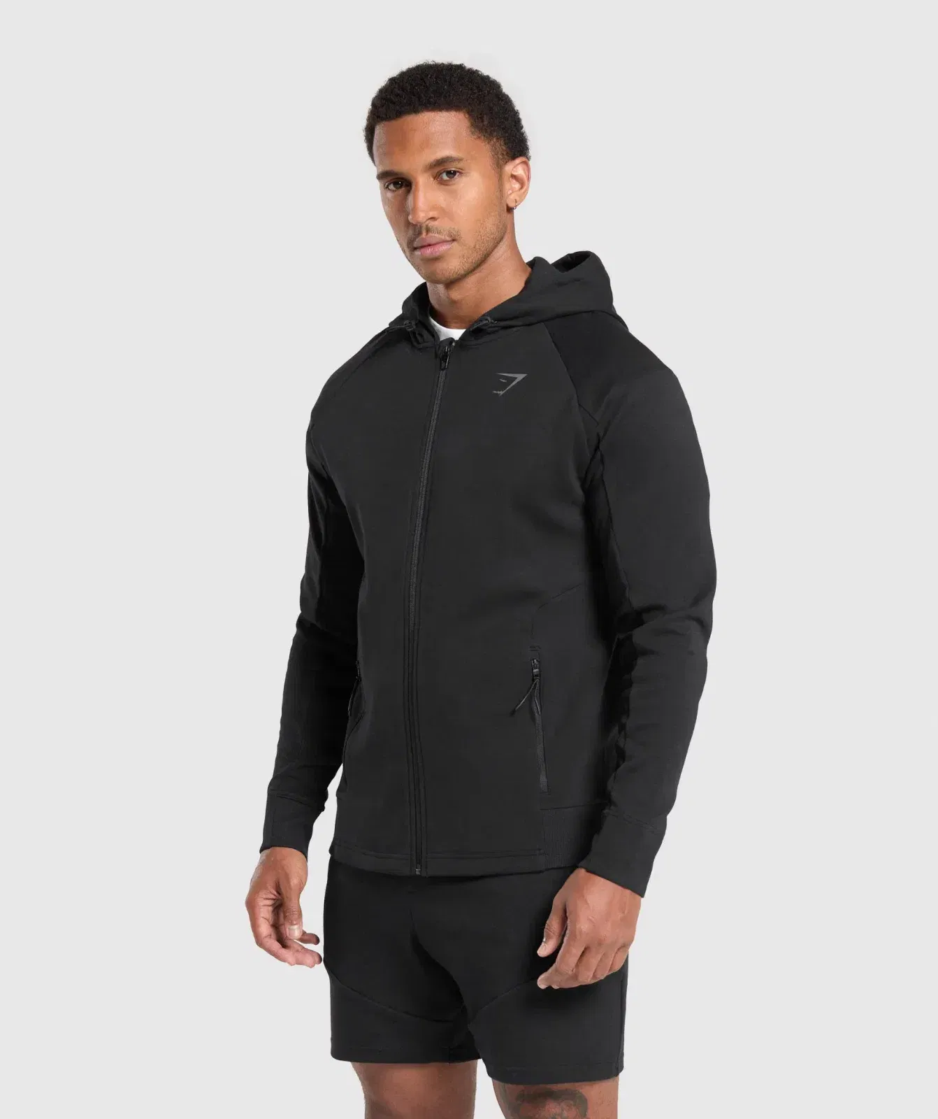 Gymshark Interlock Tech Zip Up Hoodie - Black