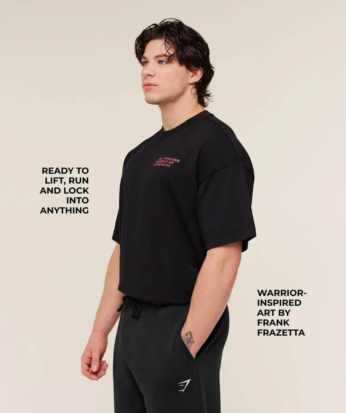 Gymshark Power x Frazetta Graphic T-Shirt - Black/Rust Red