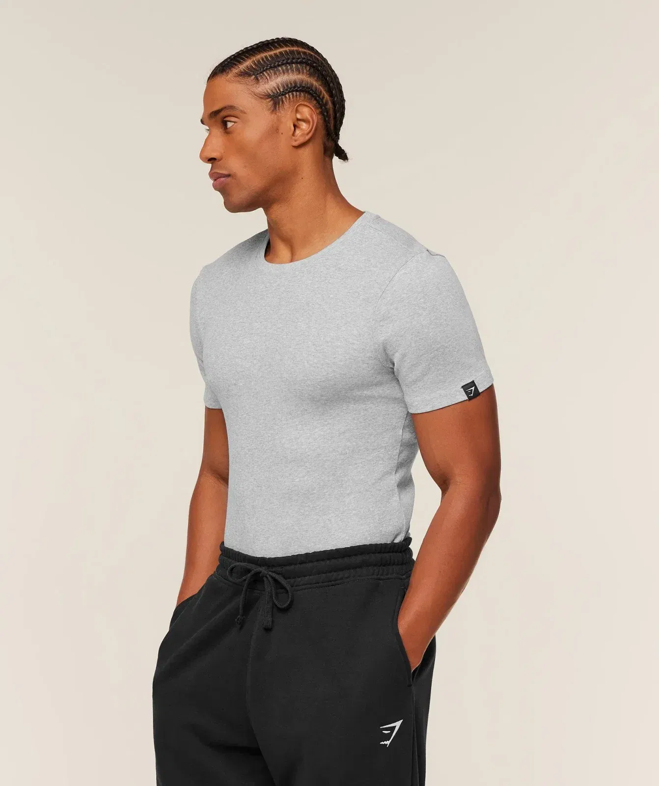 Gymshark Ribbed T-Shirt - Light Grey Core Marl