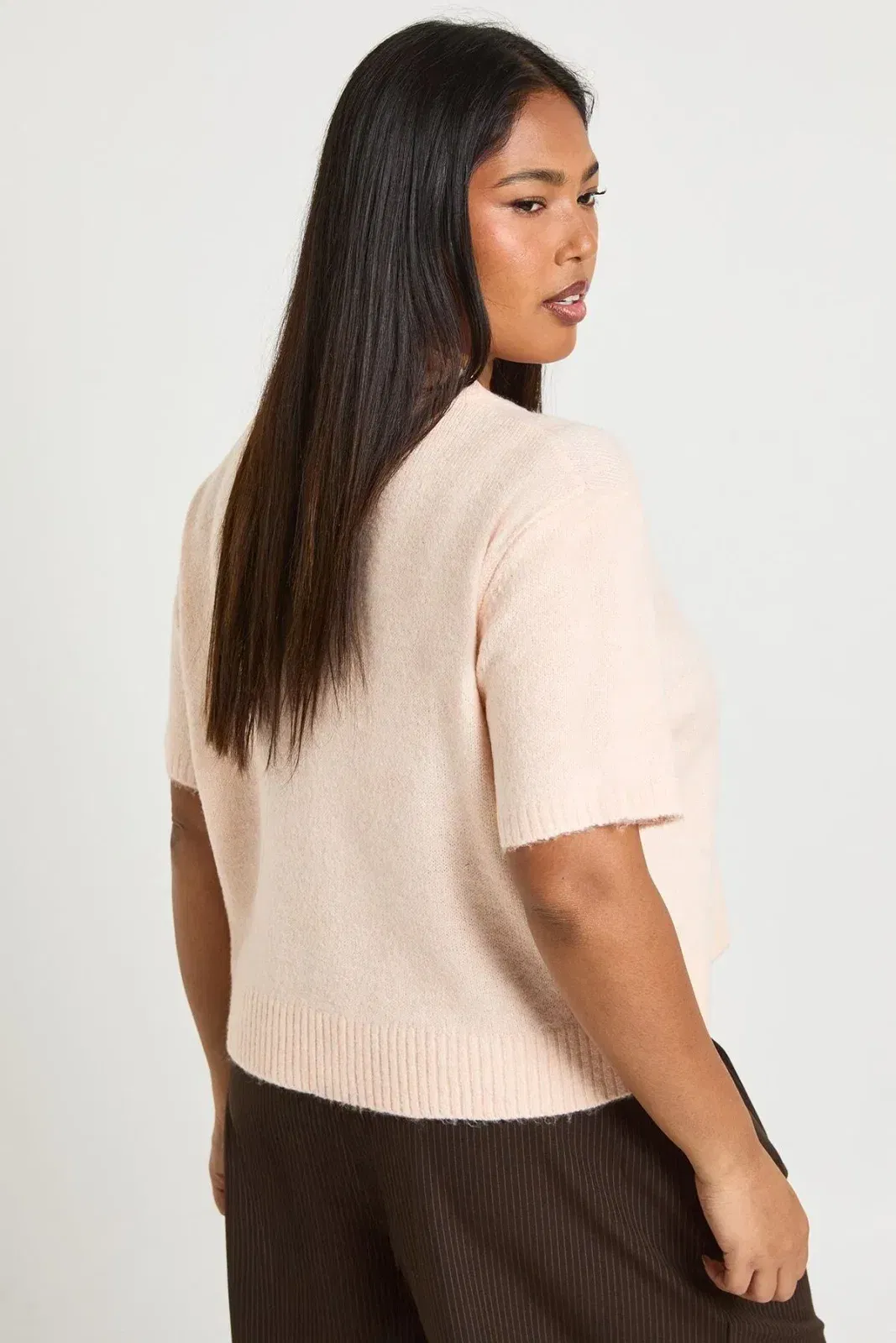 Plus Short Sleeve Knitted Top