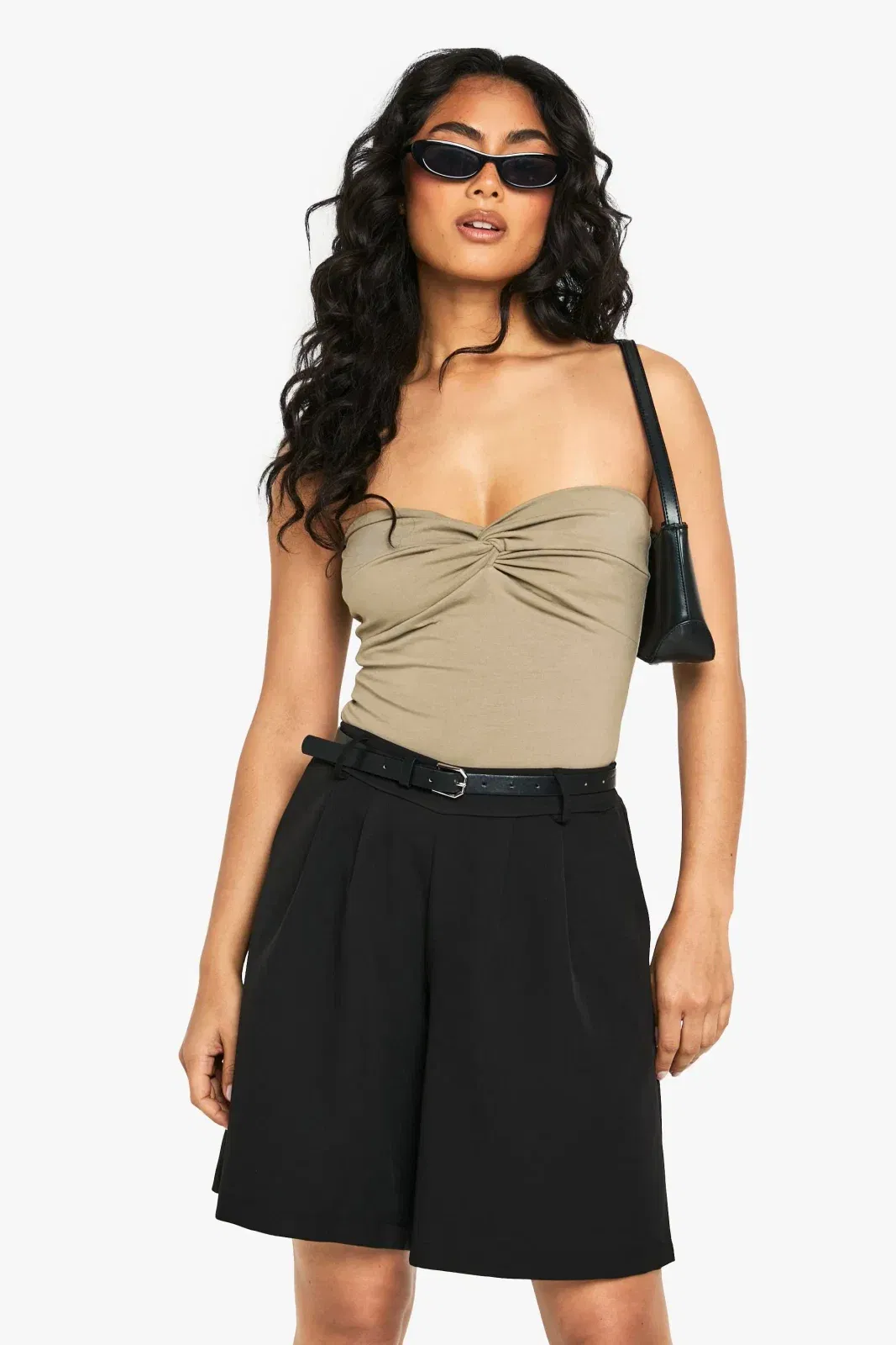 Woven Pleated Bermuda Shorts