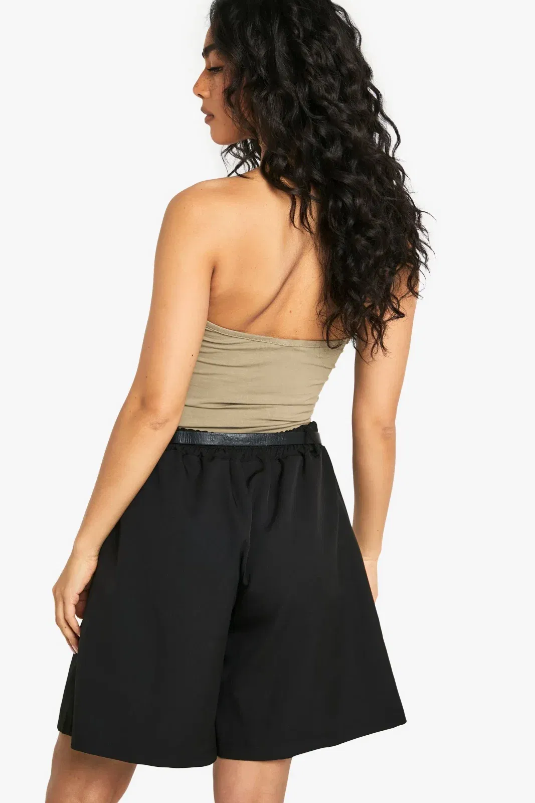 Woven Pleated Bermuda Shorts