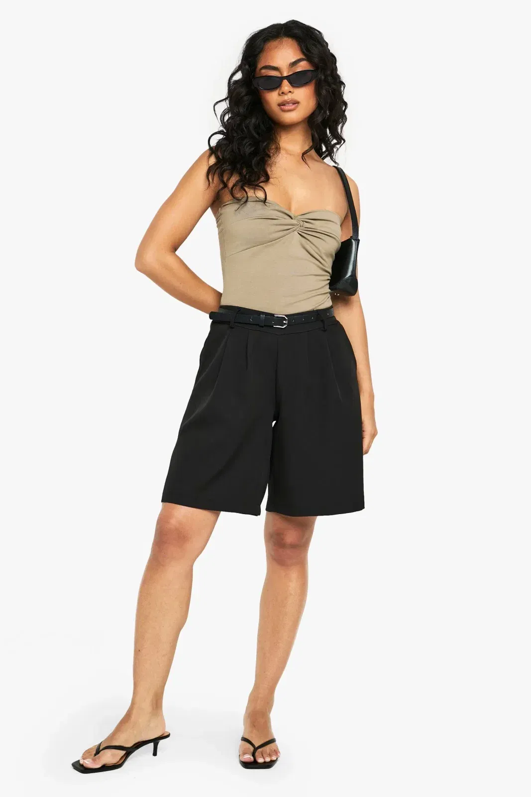 Woven Pleated Bermuda Shorts