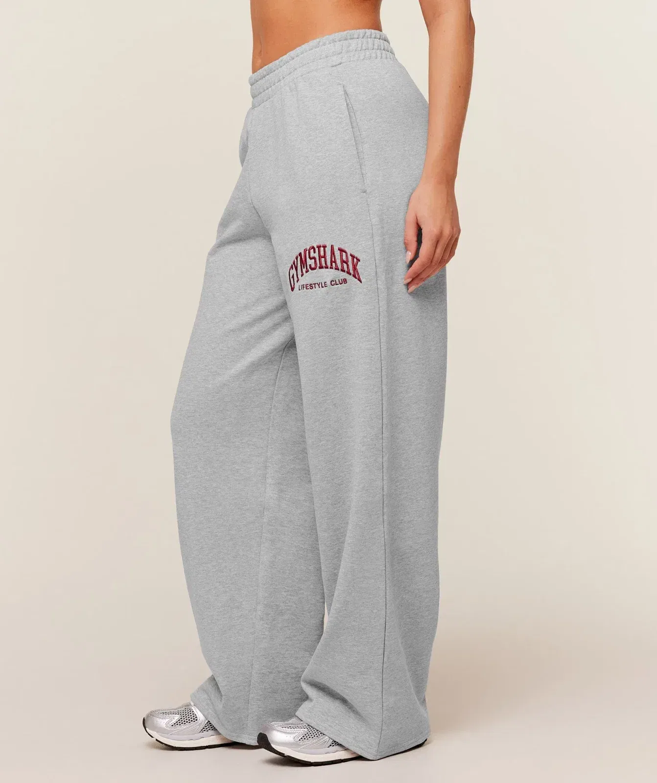 Gymshark Collegiate Graphic Straight Leg Jogger - Light Grey Core Marl