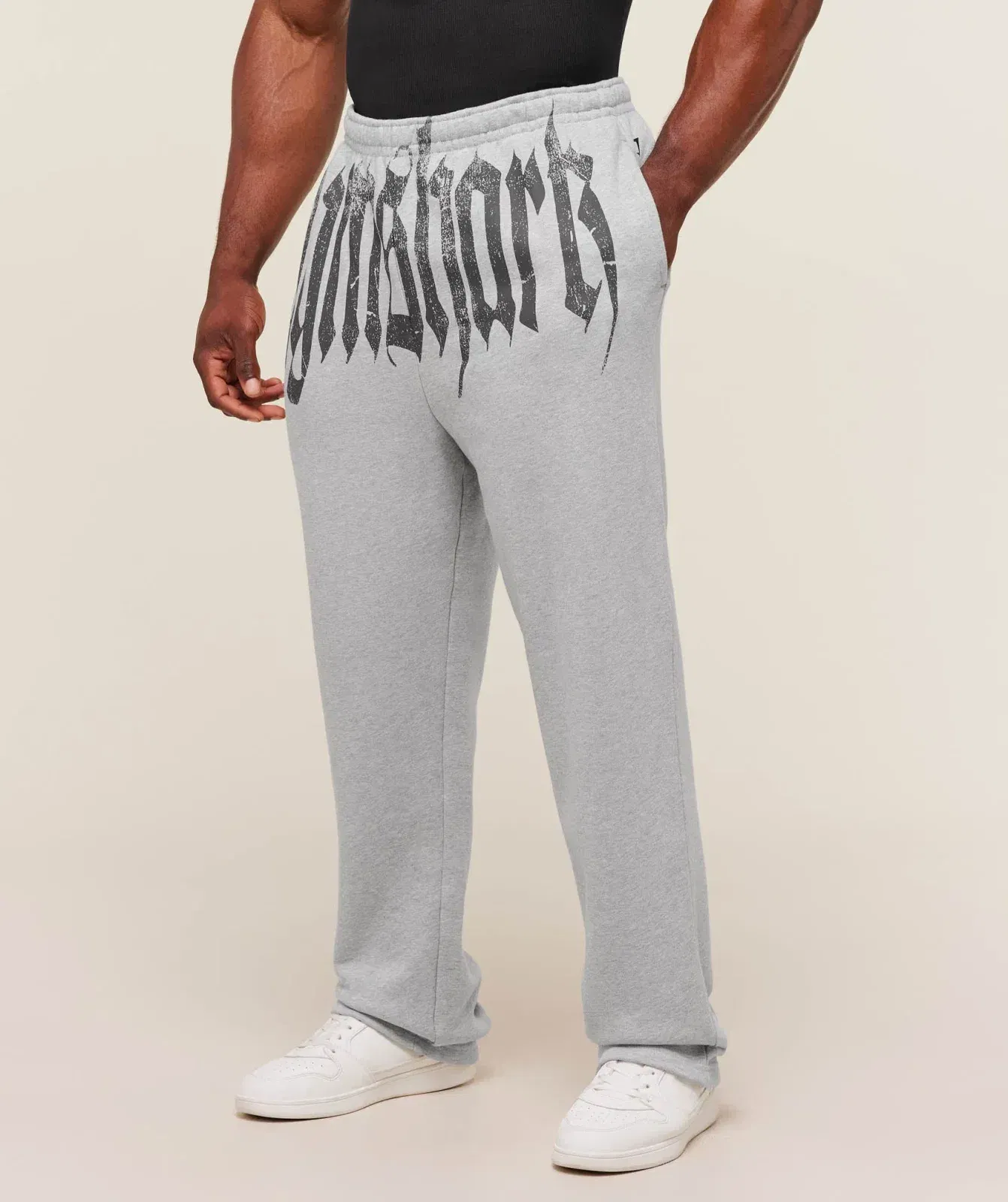 Gymshark Fade Graphic Straight Leg Jogger - Light Grey Core Marl