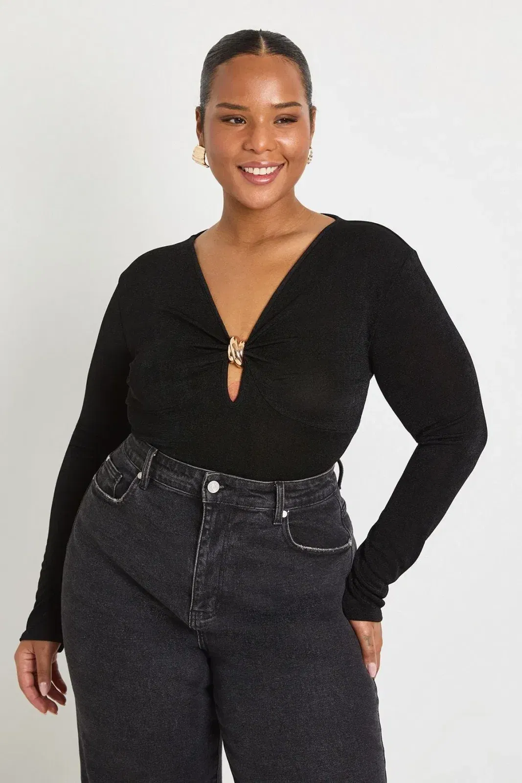 Plus Gold Trim Keyhole Bodysuit