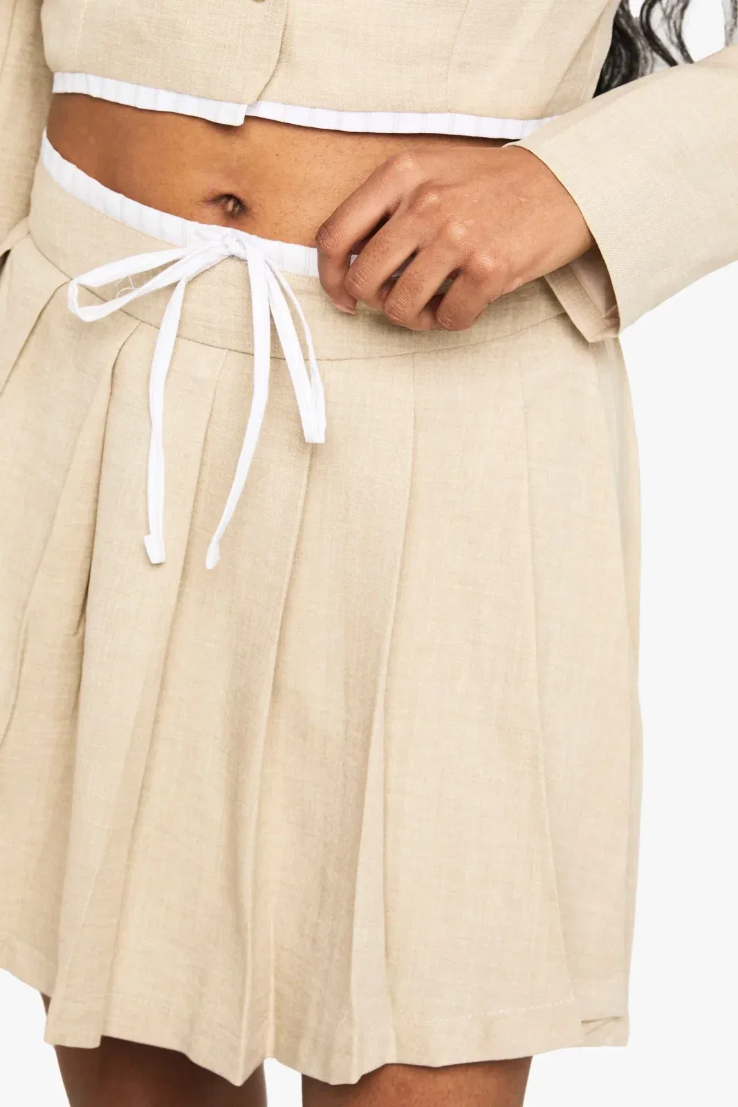 Tailored Woven Pleated Mini Skirt