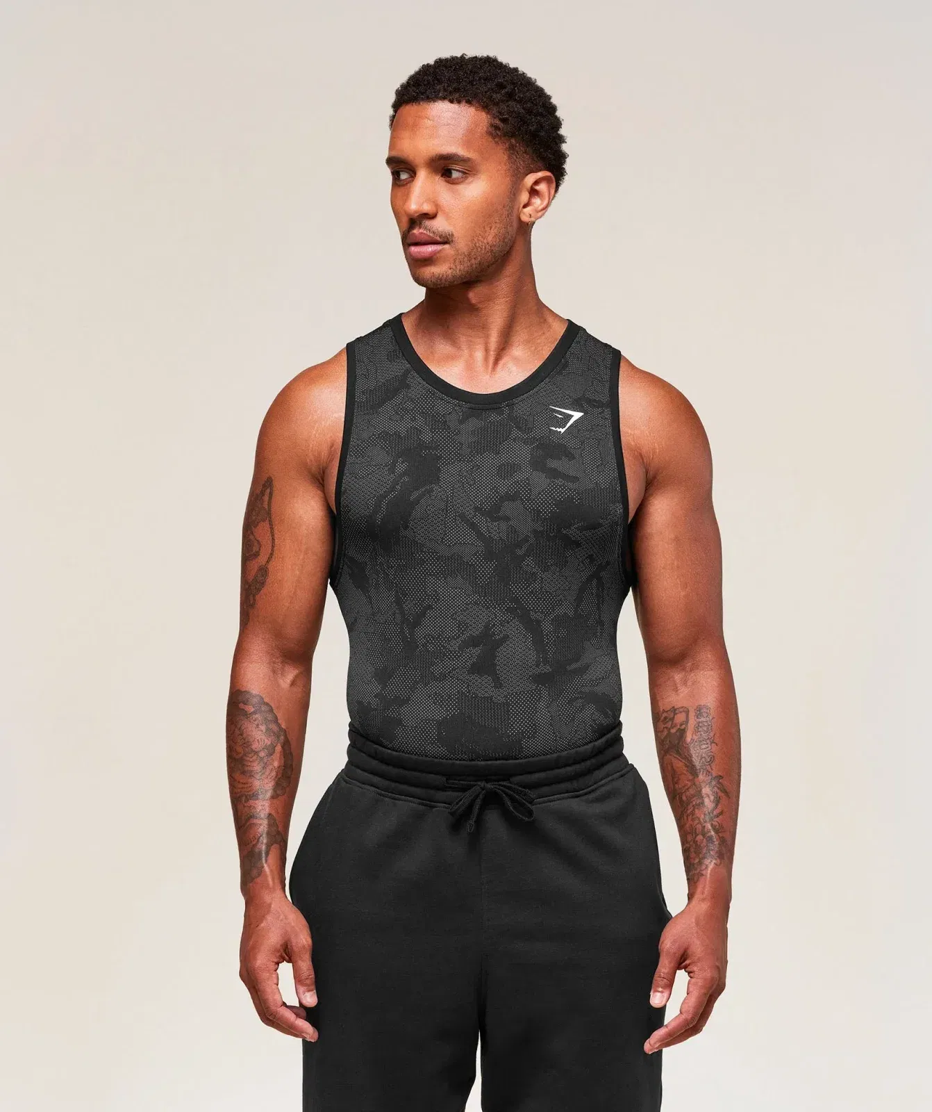 Gymshark Geo Seamless Tank - Black/Charcoal Grey