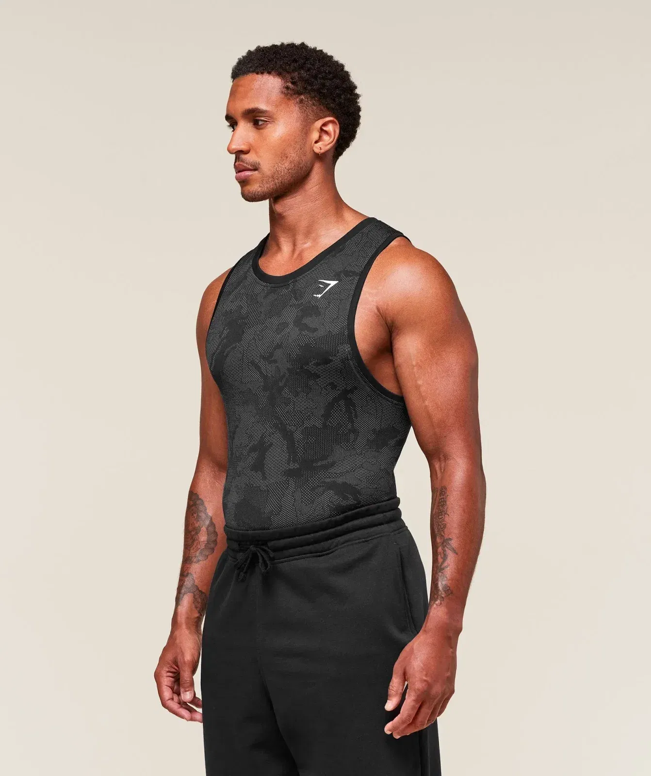 Gymshark Geo Seamless Tank - Black/Charcoal Grey