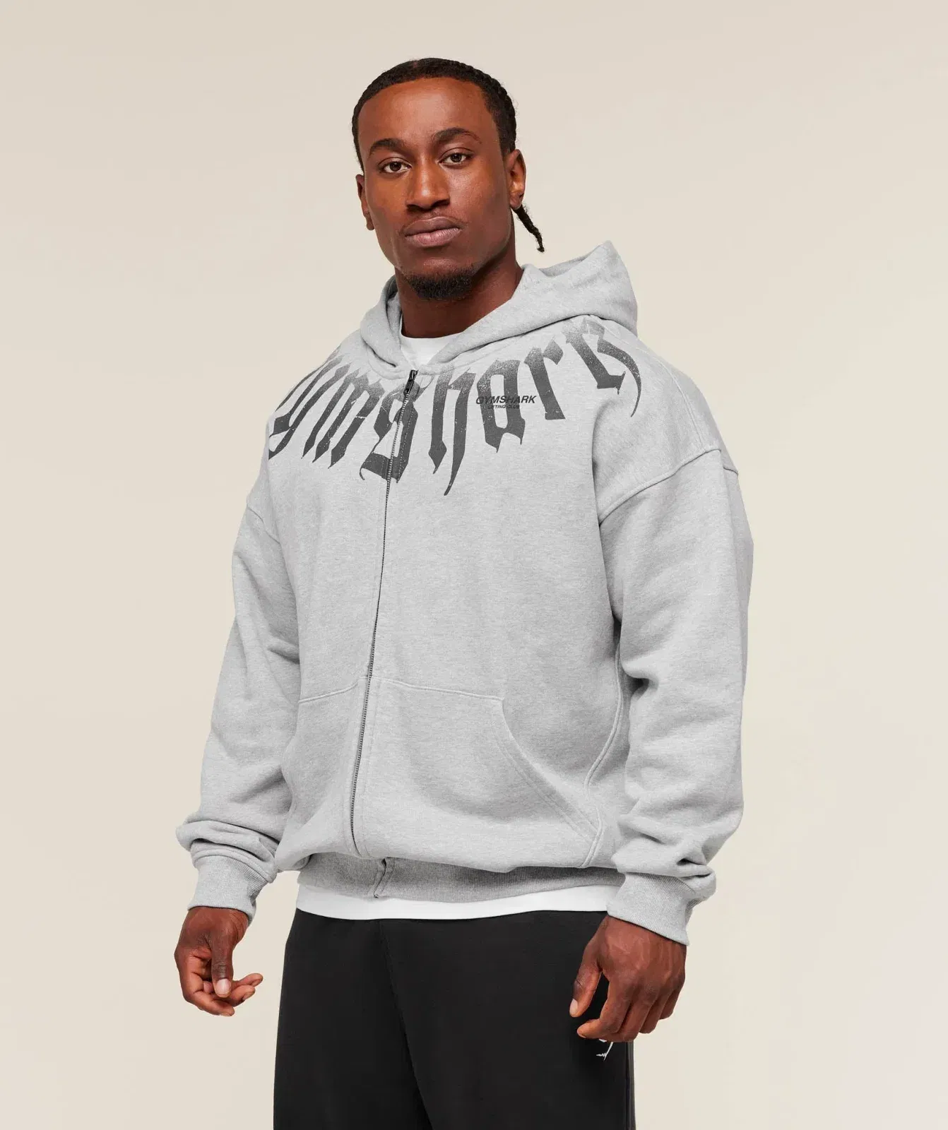 Gymshark Fade Graphic Zip Up Hoodie - Light Grey Core Marl