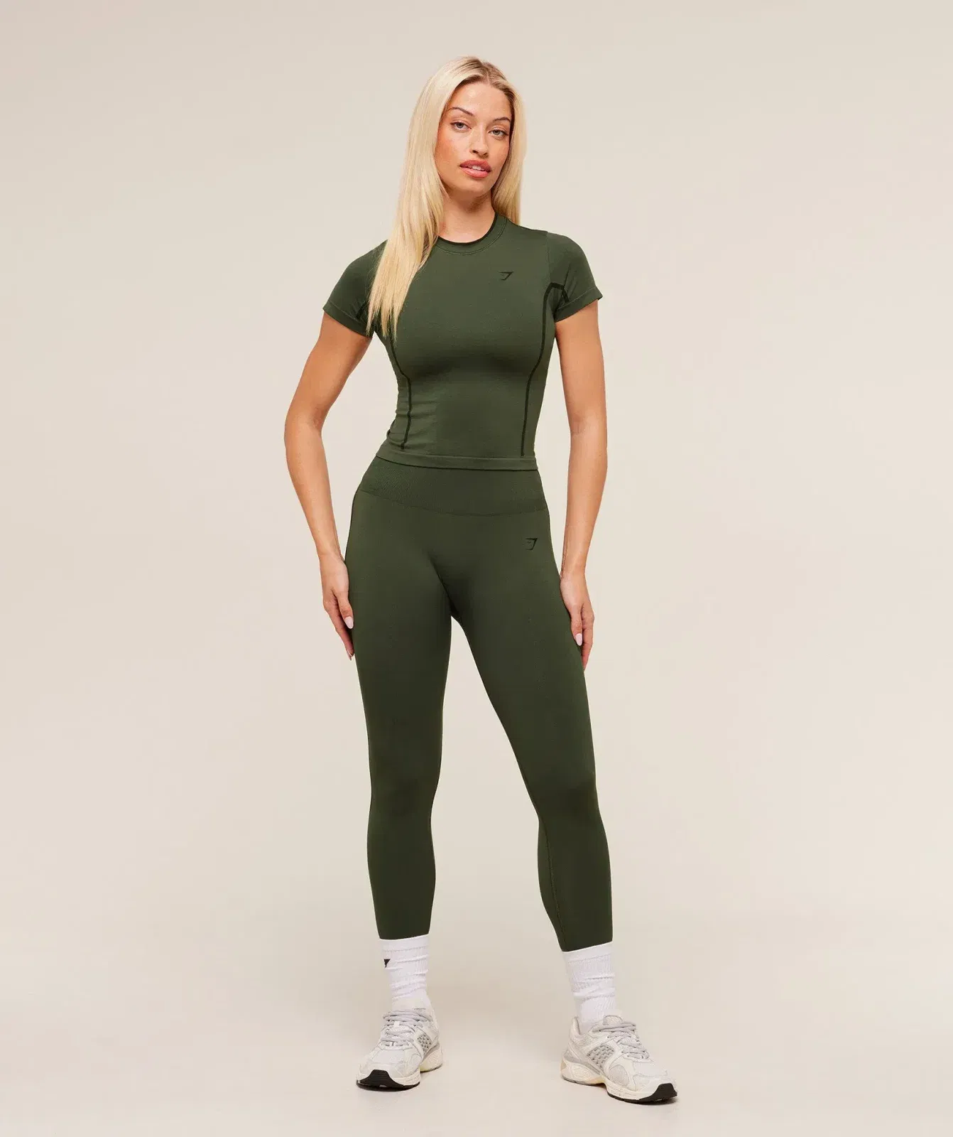 Gymshark Everyday Seamless Contrast Legging - Winter Olive/Black