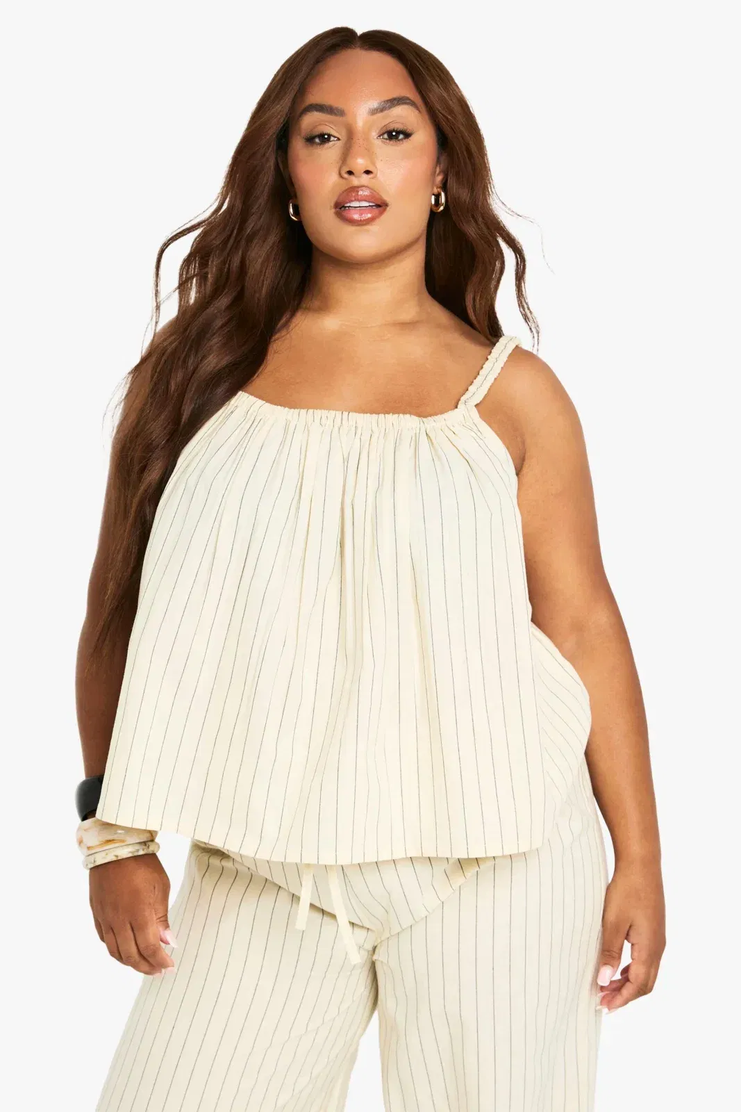 Plus Stripe Smock Cami Top