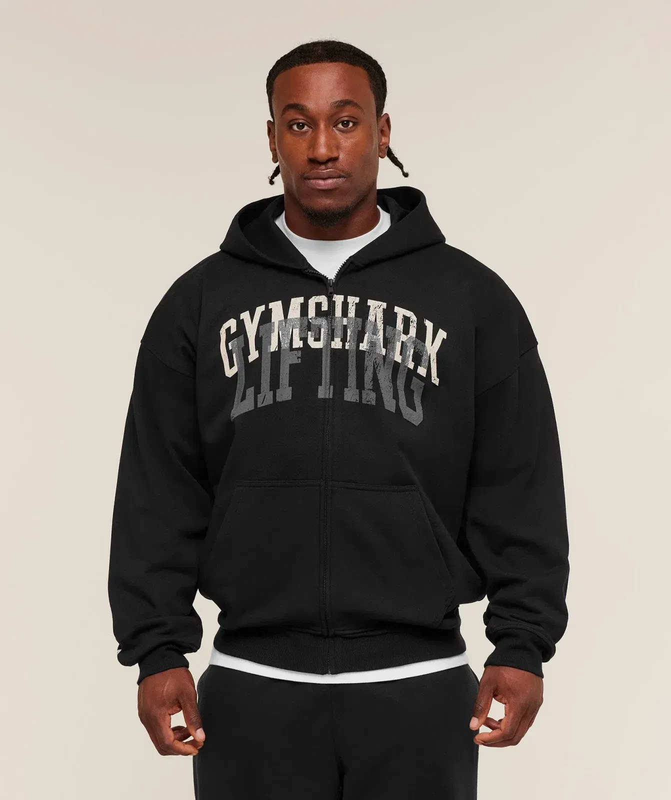 Gymshark Layered Graphic Zip Up Hoodie - Black