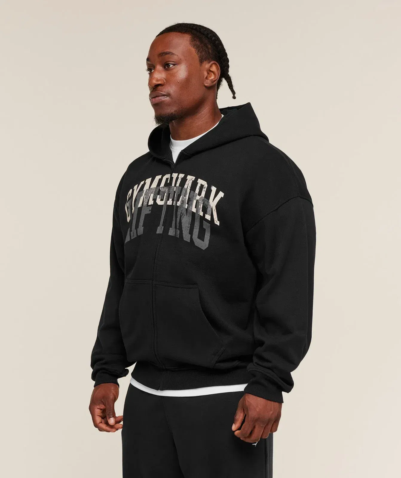 Gymshark Layered Graphic Zip Up Hoodie - Black