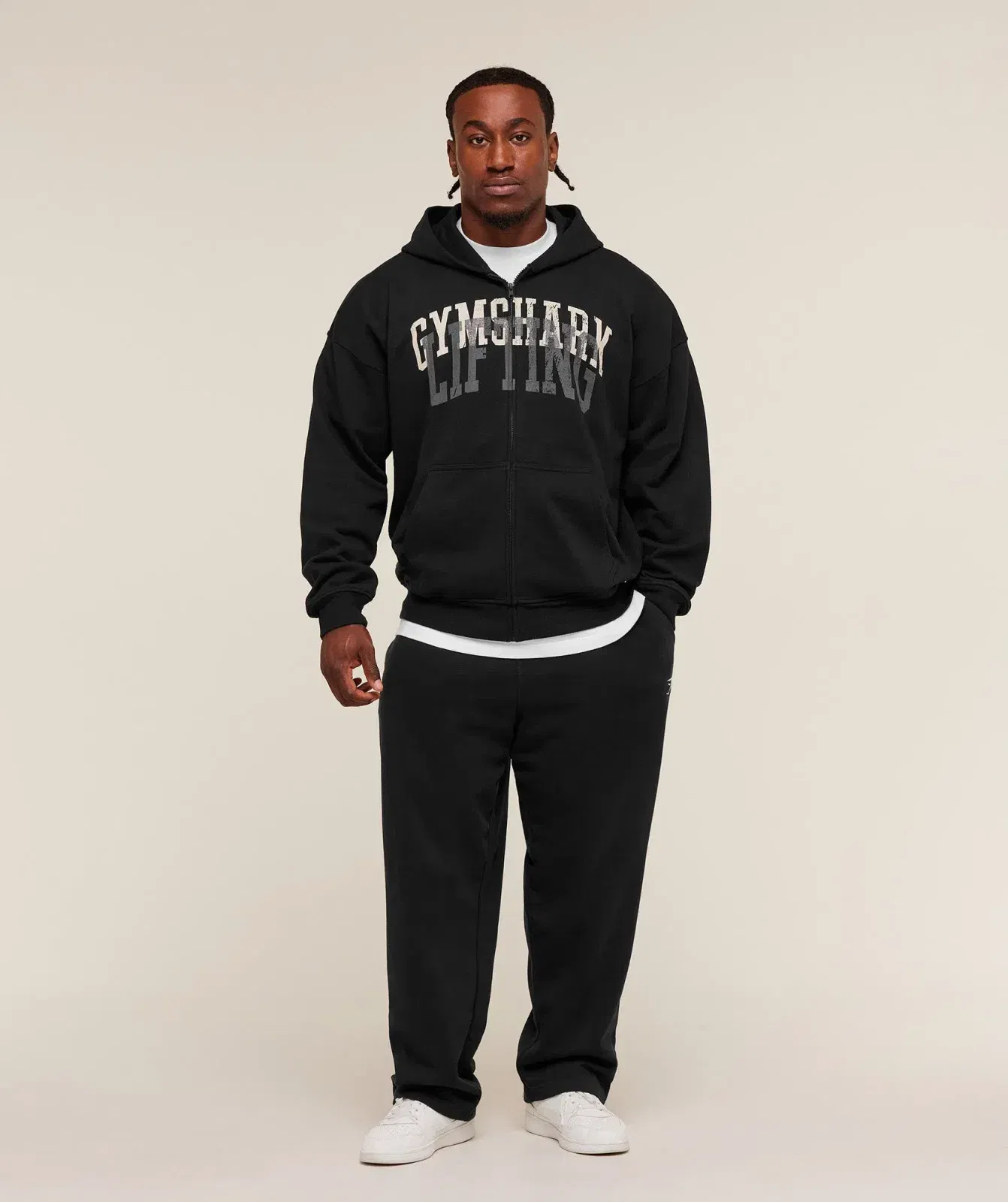 Gymshark Layered Graphic Zip Up Hoodie - Black