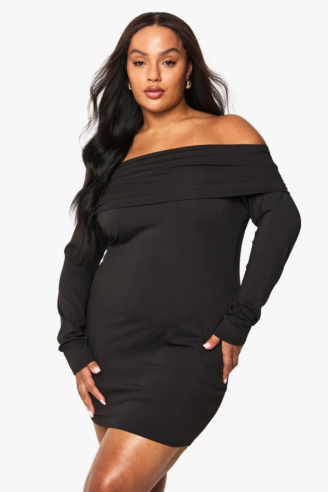 Plus sculpt bardot mini dress