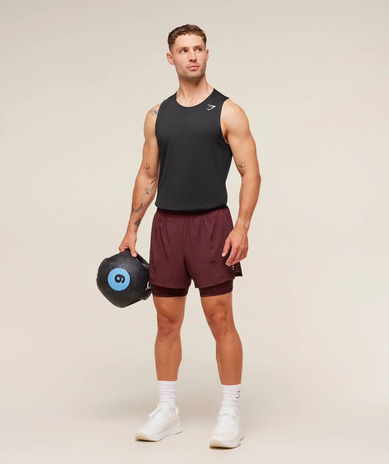Gymshark Running 4" 2in1 Shorts - Rich Maroon